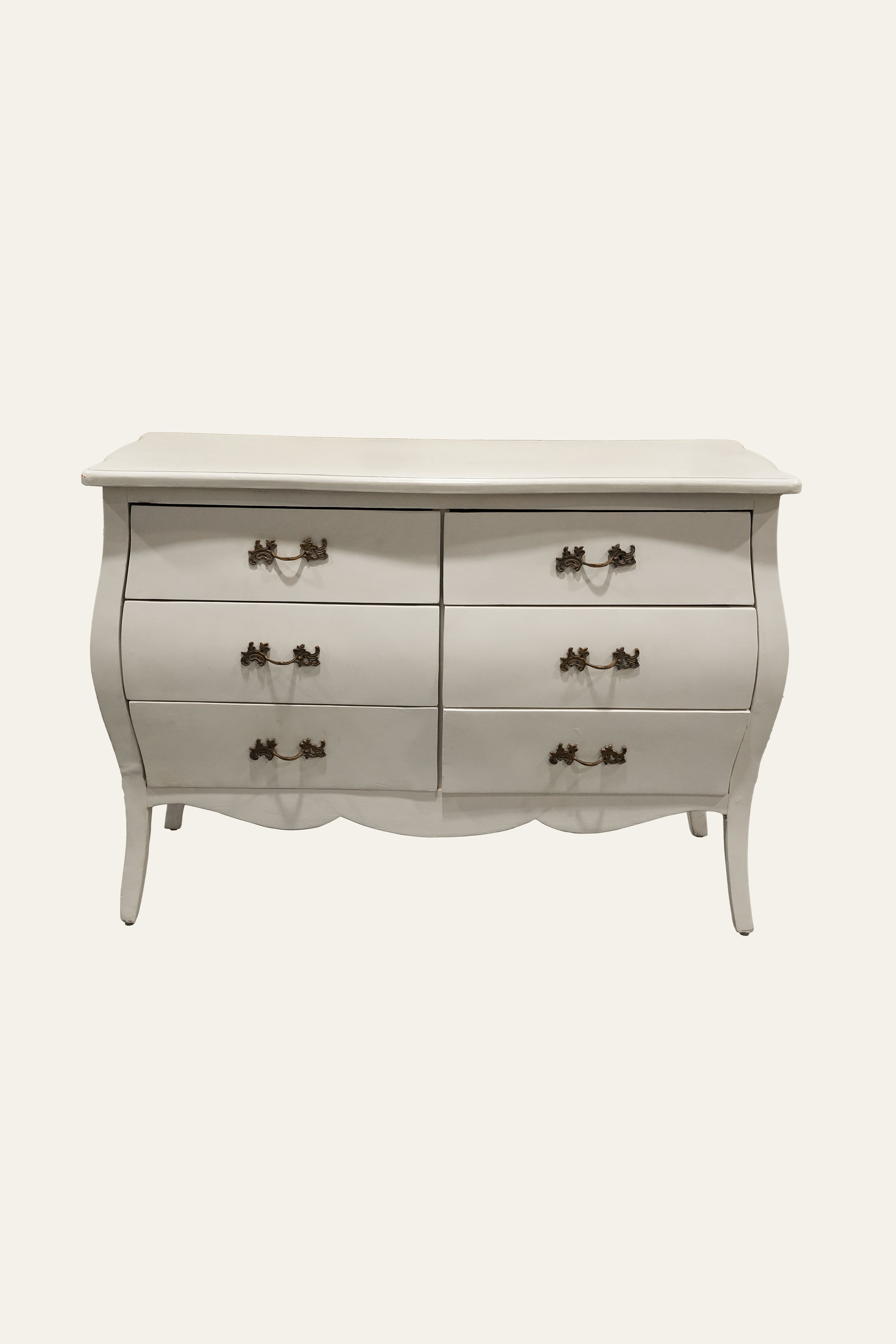 White Bombe 6-Drawer Chest of Drawers with Curved Fronts