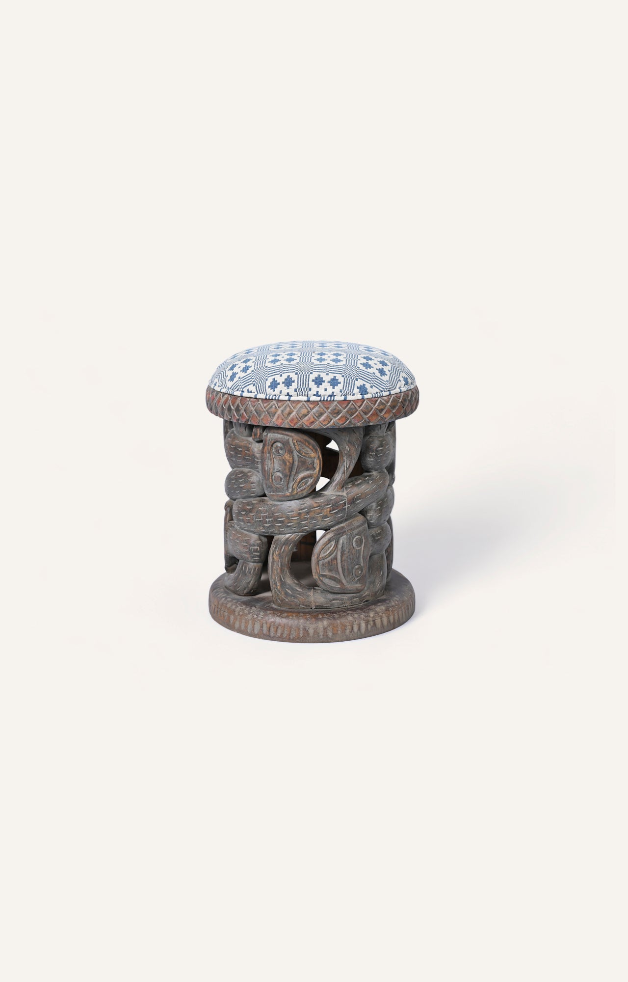 Carved wooden African stool