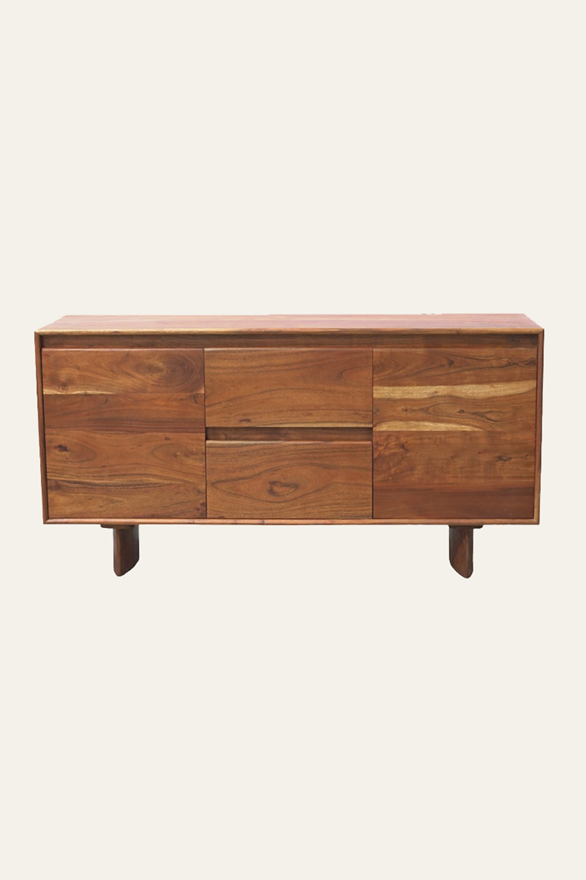 Modern Minimal Wood TV Unit with Cabinets & Drawers