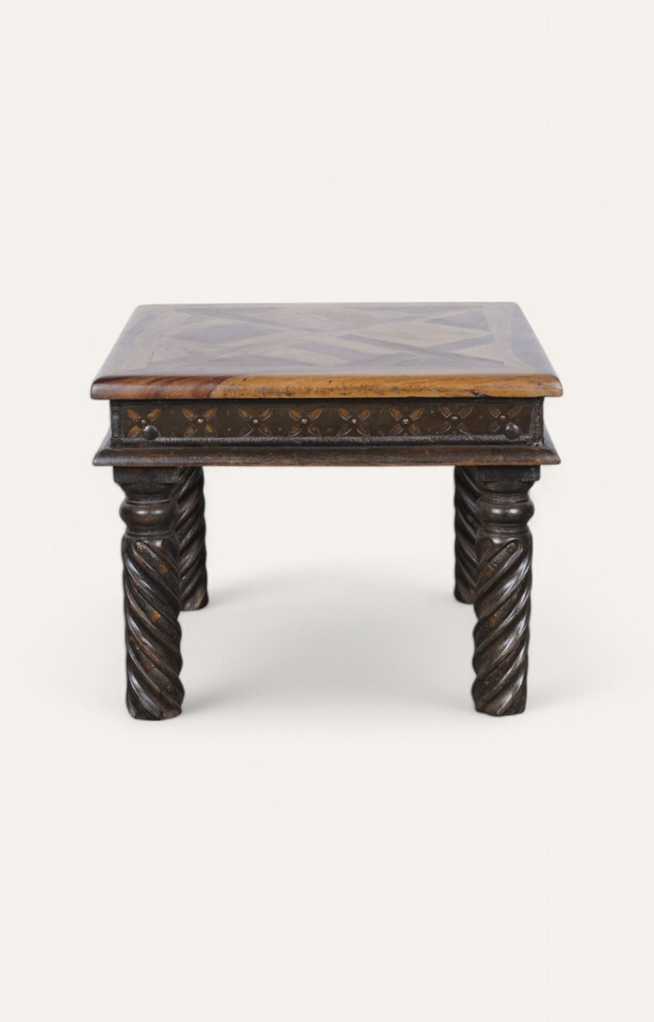 Traditional Side Table with Parquet Top
