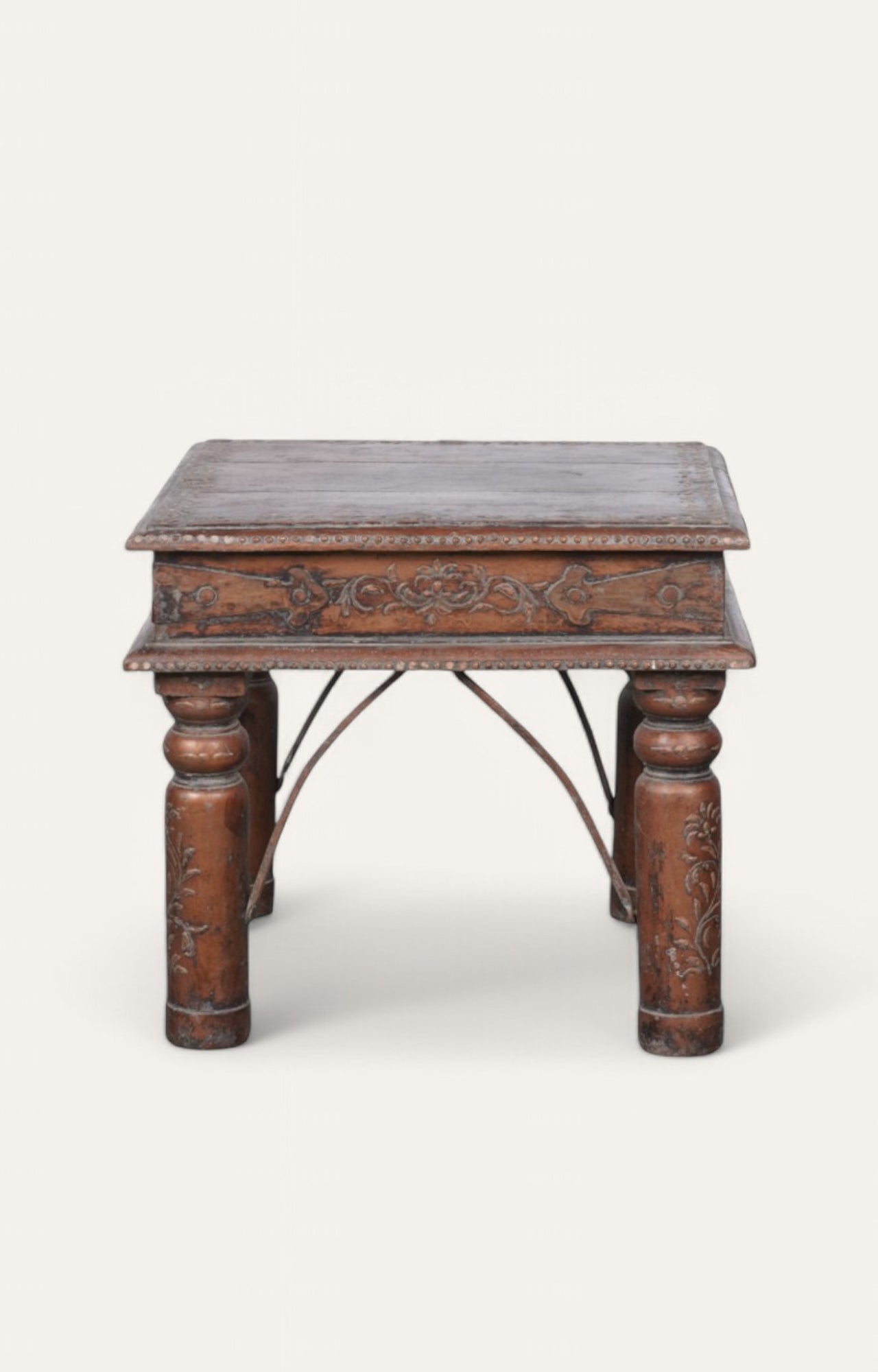 Floral Traditional Wooden Side Table