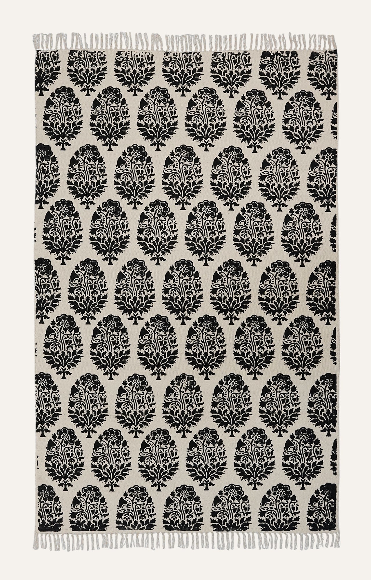 Mughal Butta Block-Printed Cotton Rug
