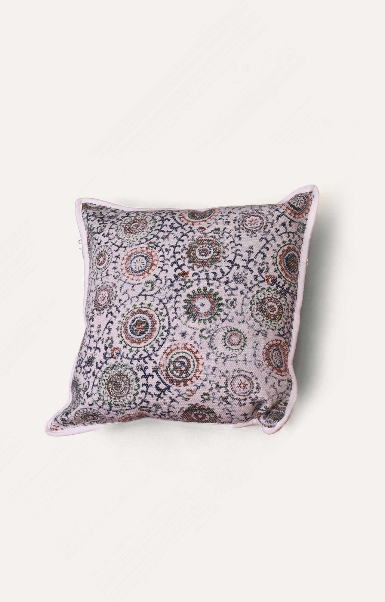 Round floral motif cushions