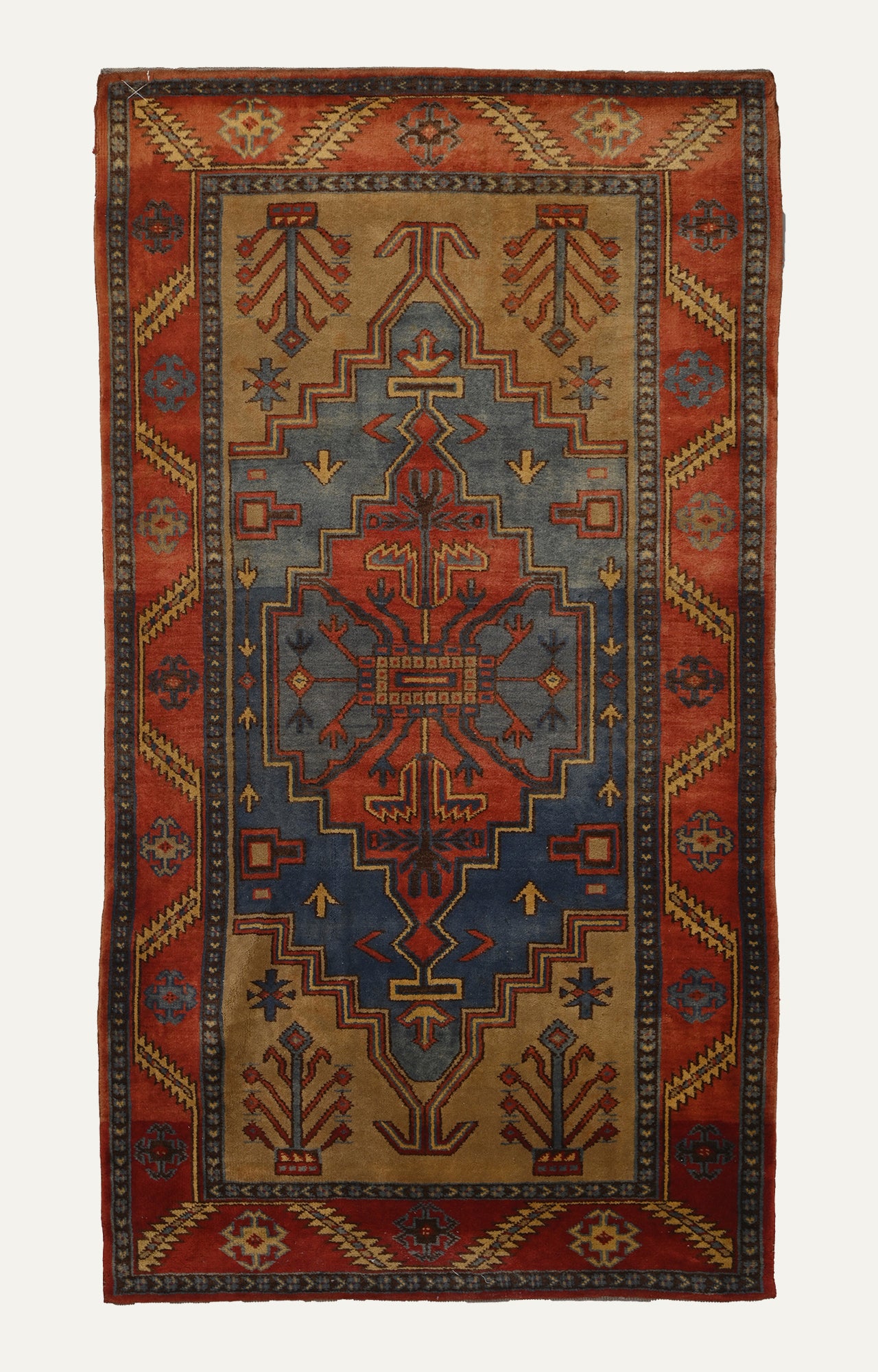 3 x 6 Ft Colorful Handwoven Kilim Carpet with Geometric pattern