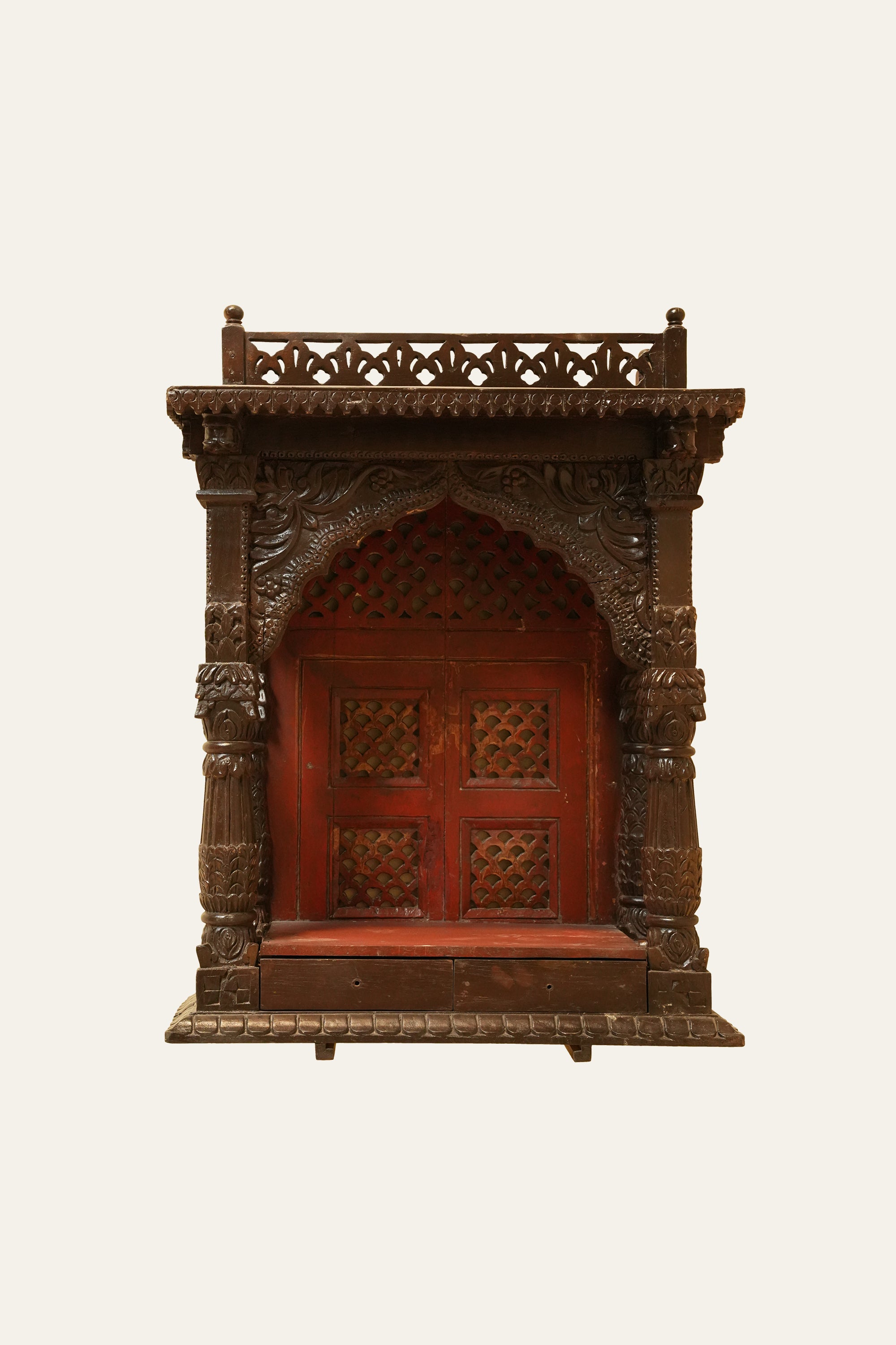 Antique Wooden Jharokha Wall Mandir for Home