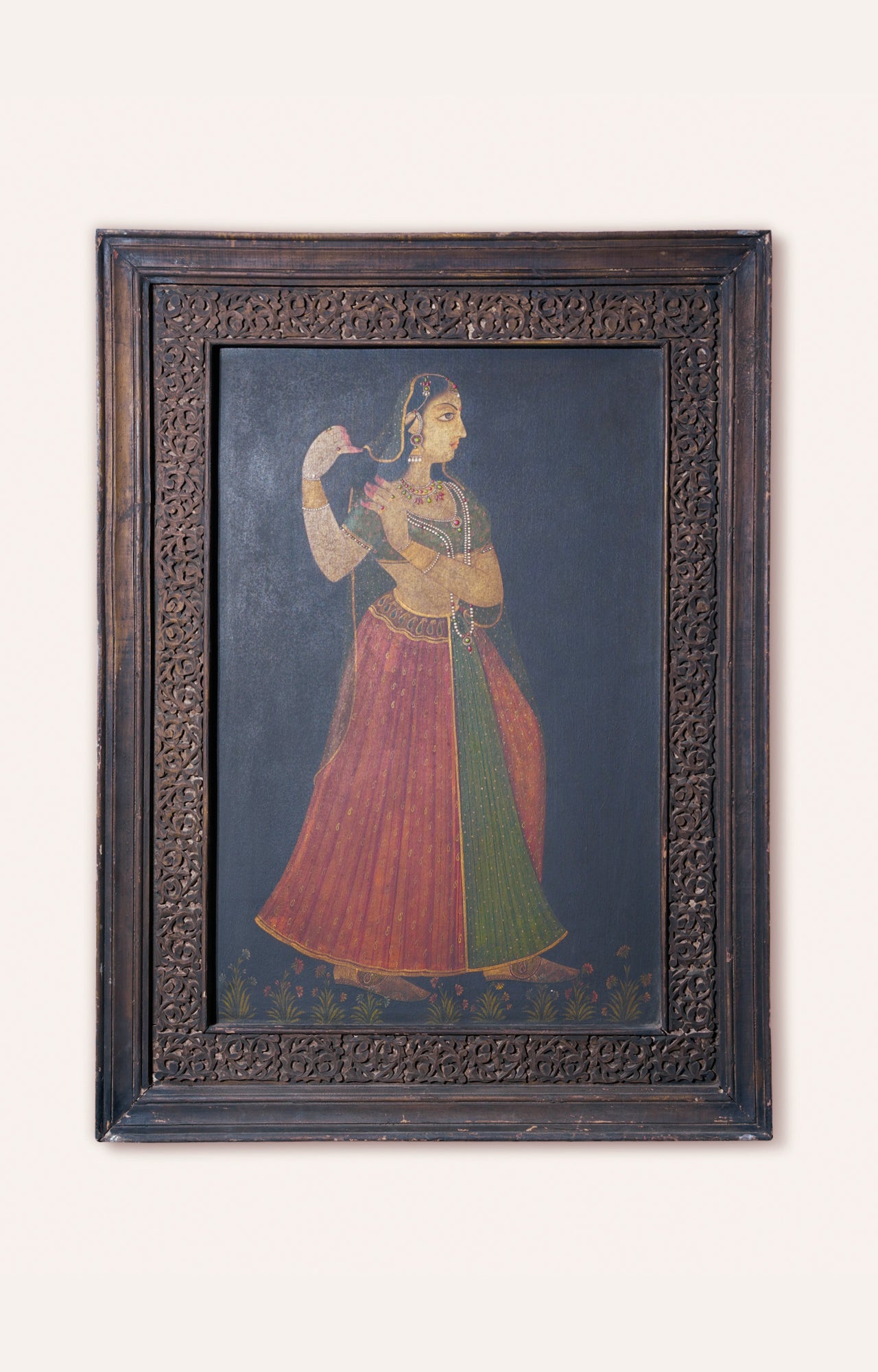 Dancing Woman (Kishangarh painting) with wooden frame