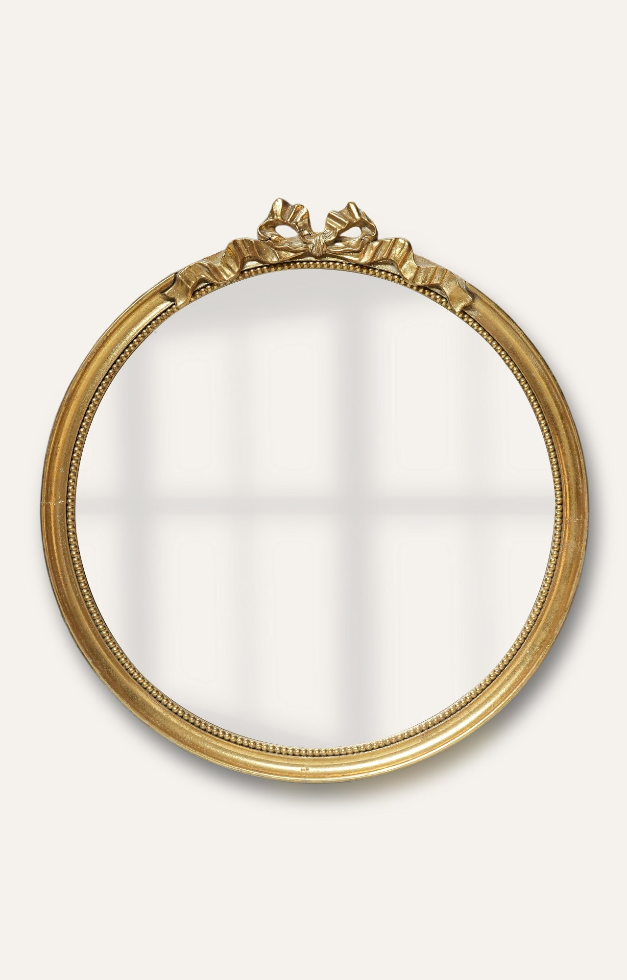 Antique Gold Bow Round Mirror