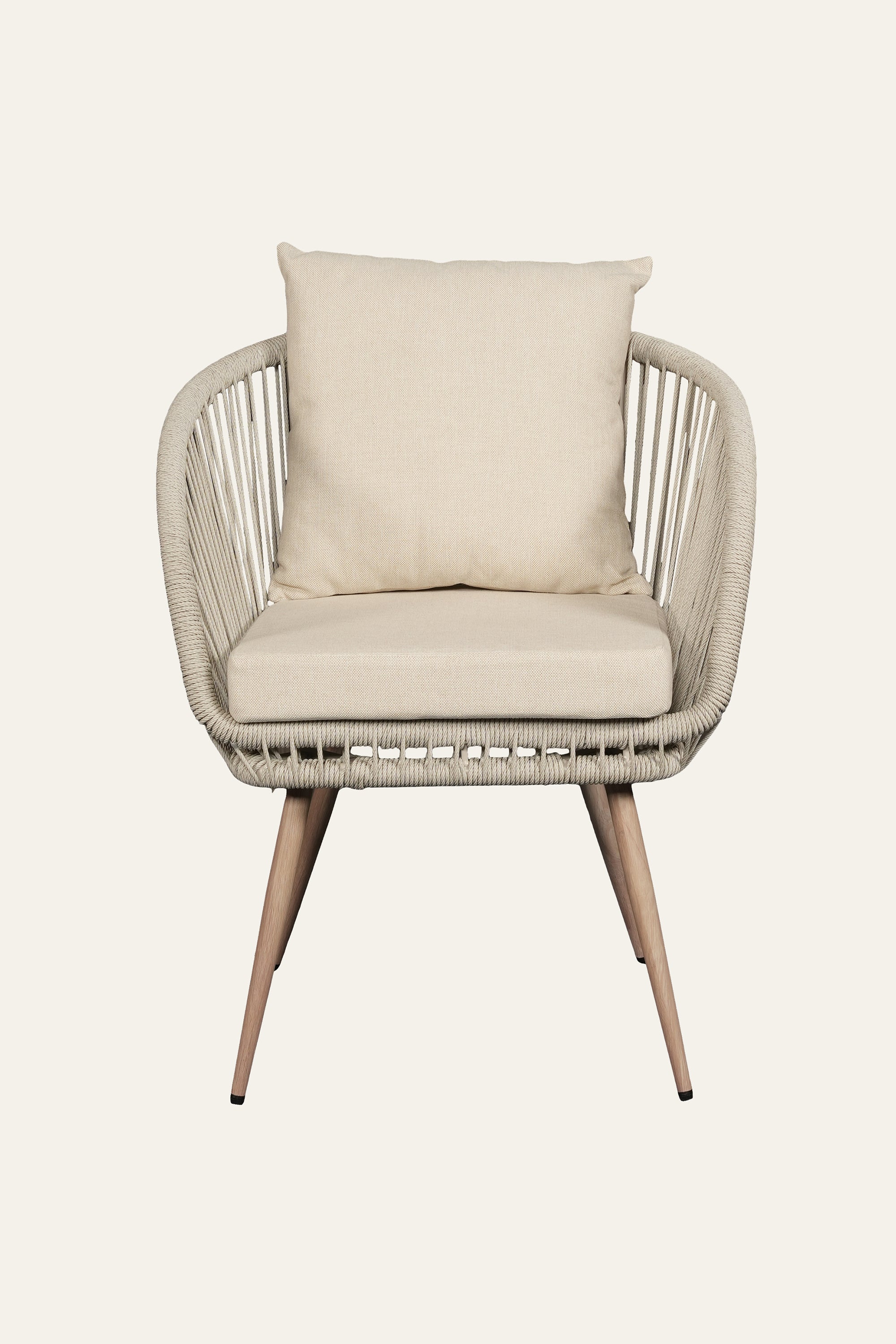 Nylon Ropes Backrest Outdoor Metal ArmChair for Patio
