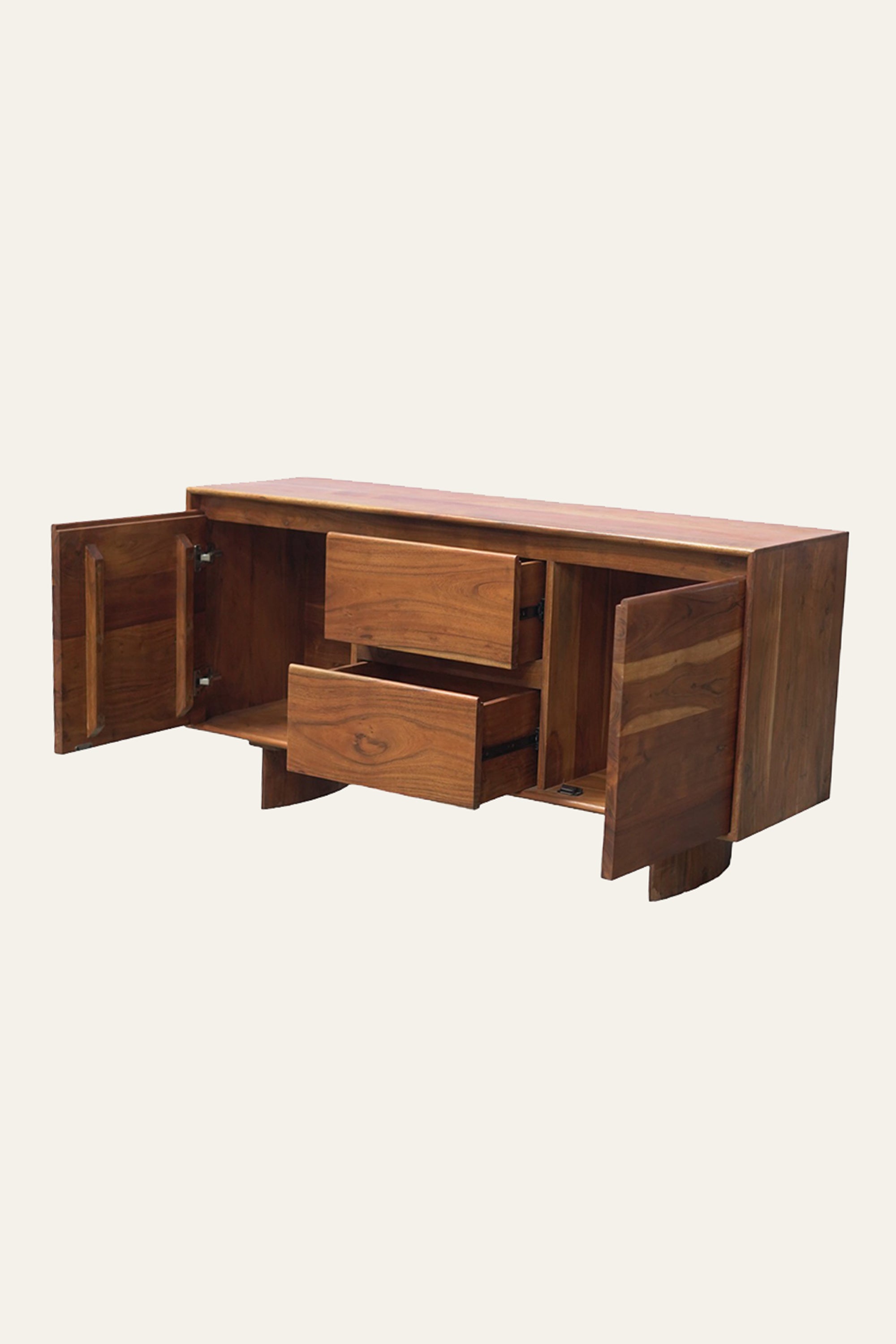 Modern Minimal Wood TV Unit with Cabinets & Drawers