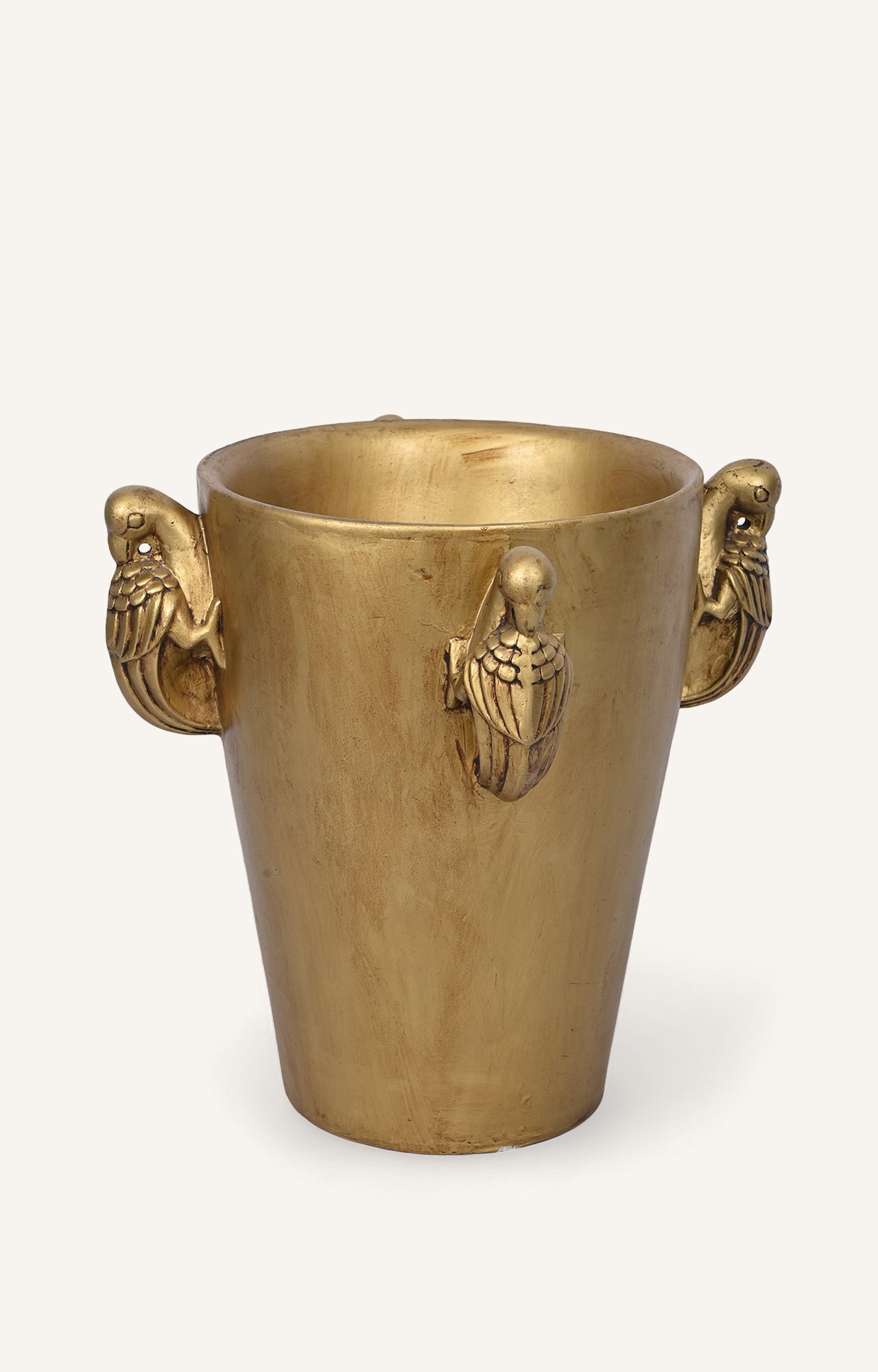 Golden Polished Bird Planter