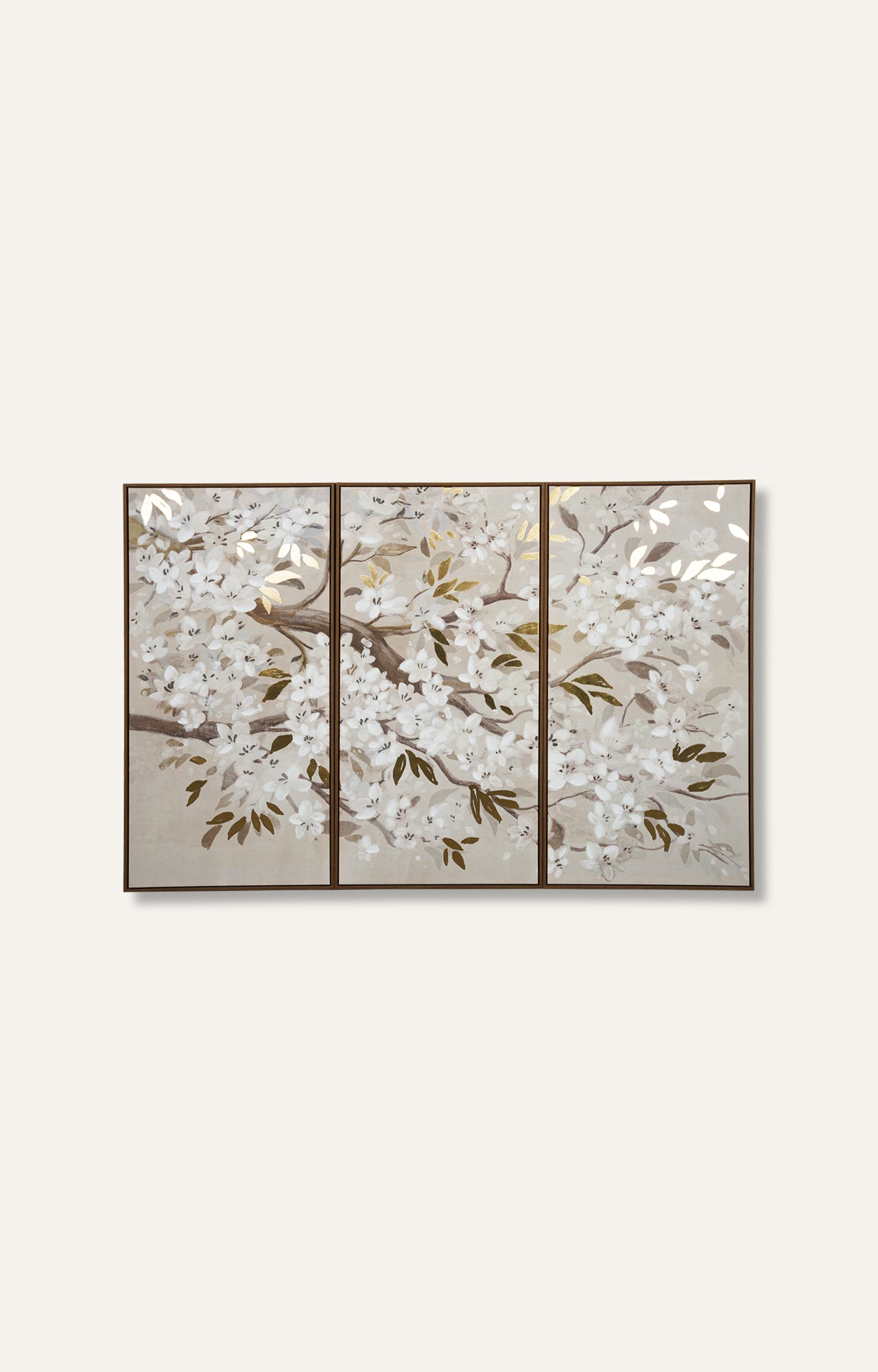 Tree with Leaves Canvas Painting with Frame Set of 3