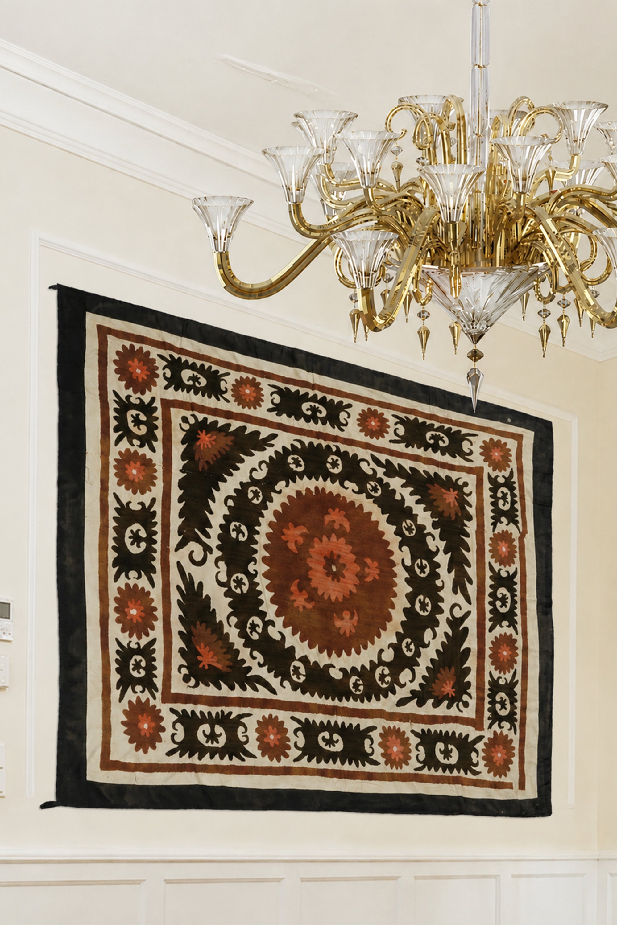 Earth-Tone Suzani Antique Textile Wall Hanging
