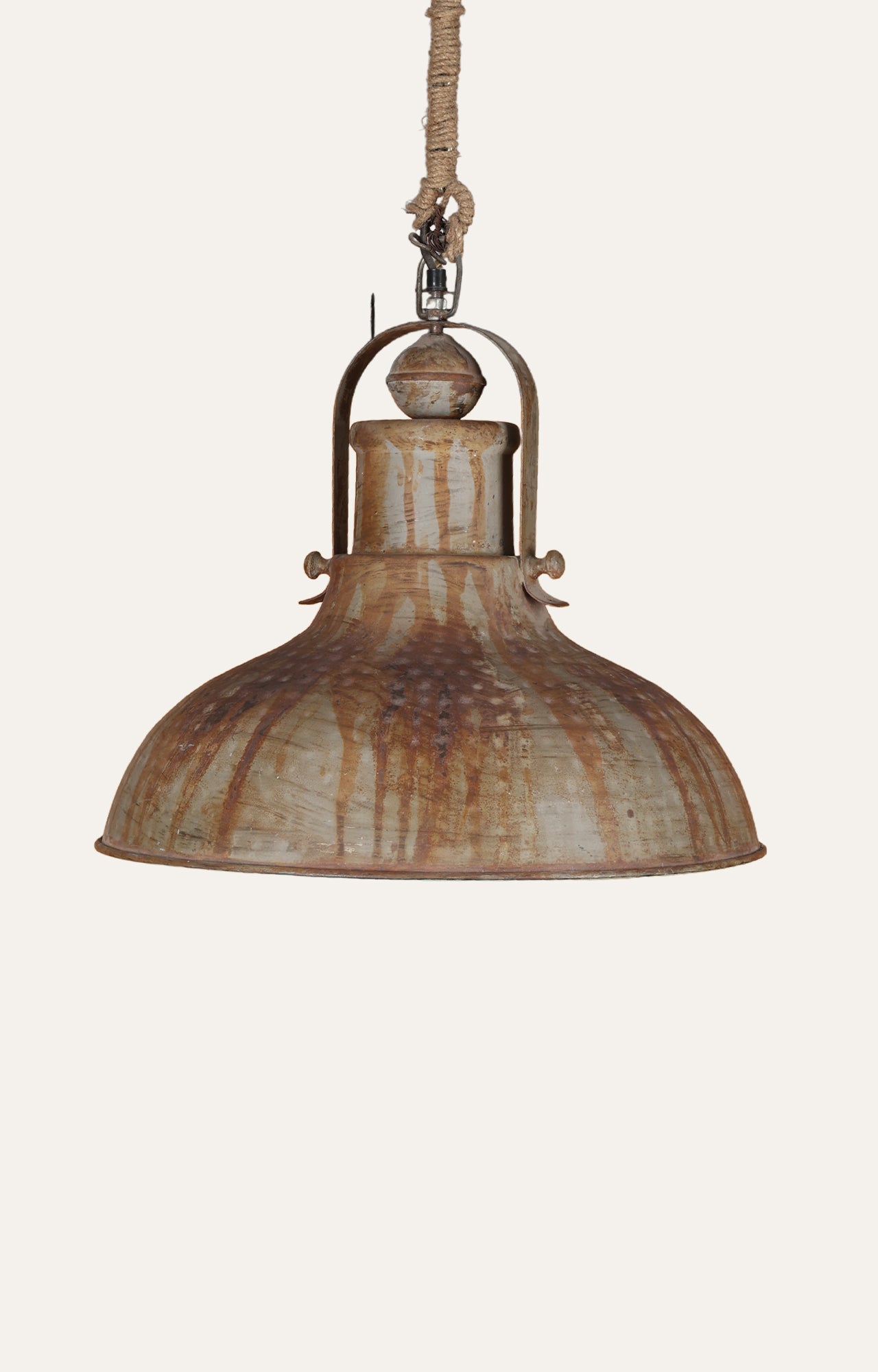 Iron dome shaped pendant light