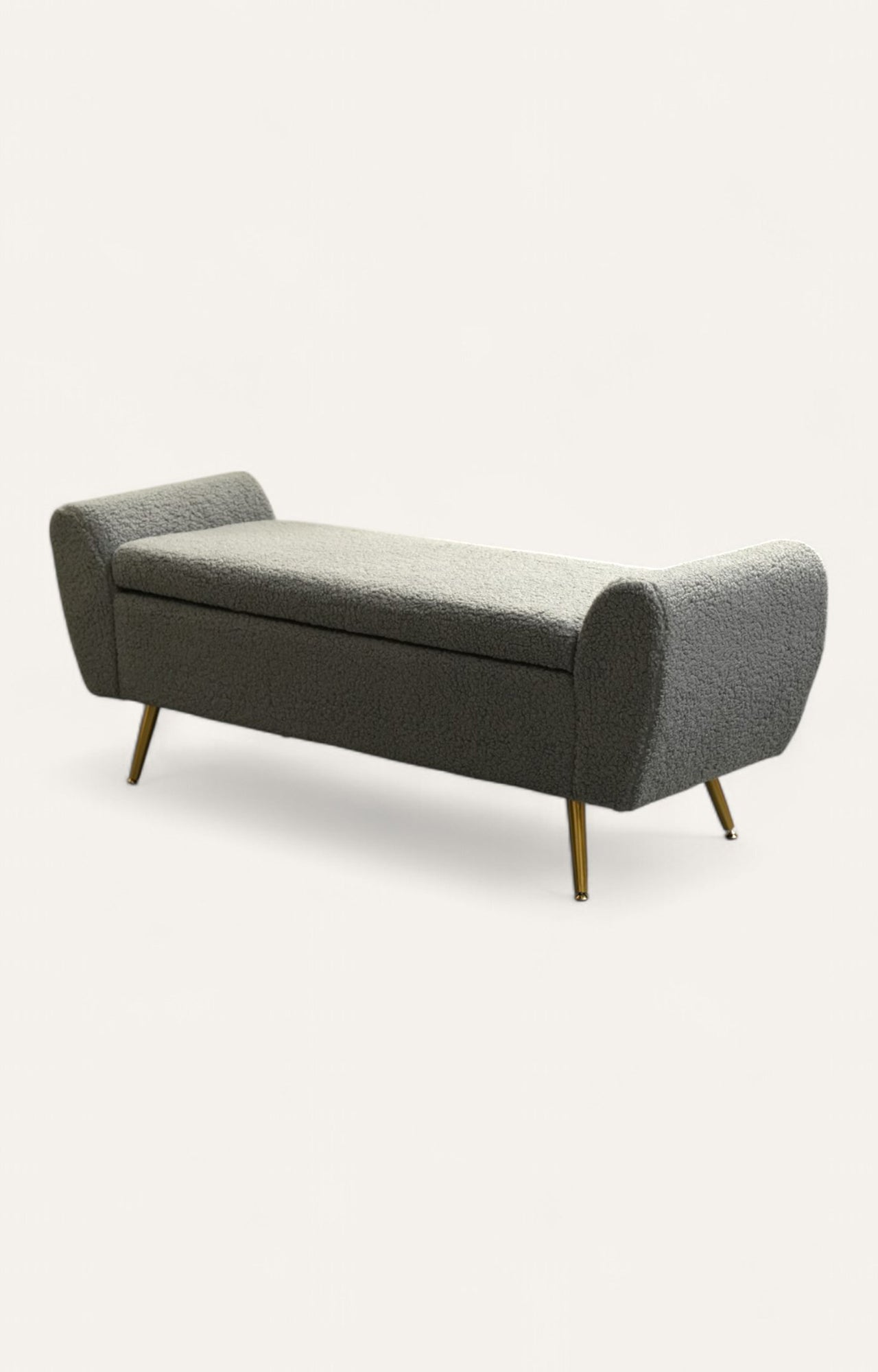 Graphite Barcarolle Bouclé Bench with Storage