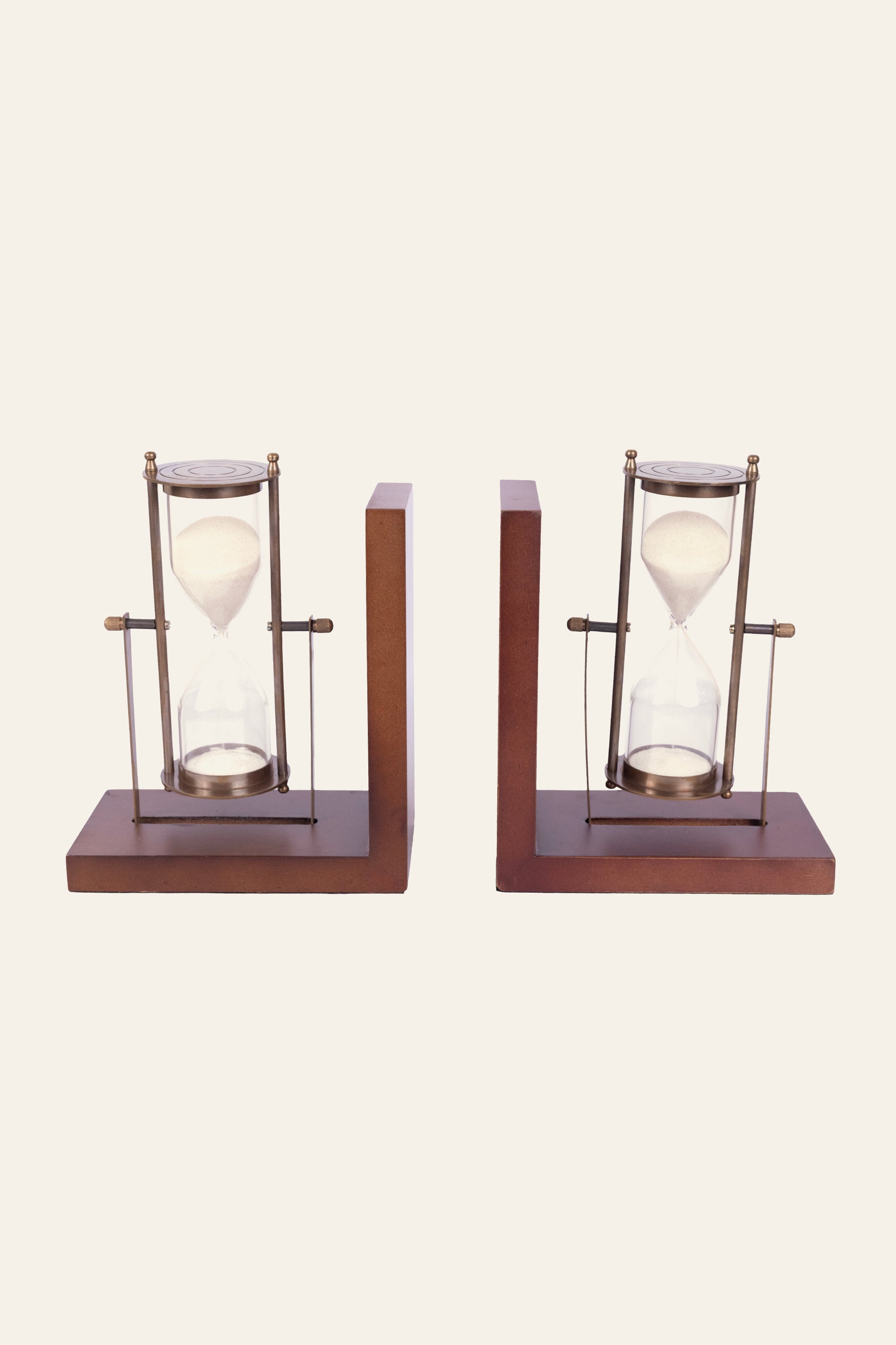 Antique Nautical Rotating Hourglass Bookends Set of 2