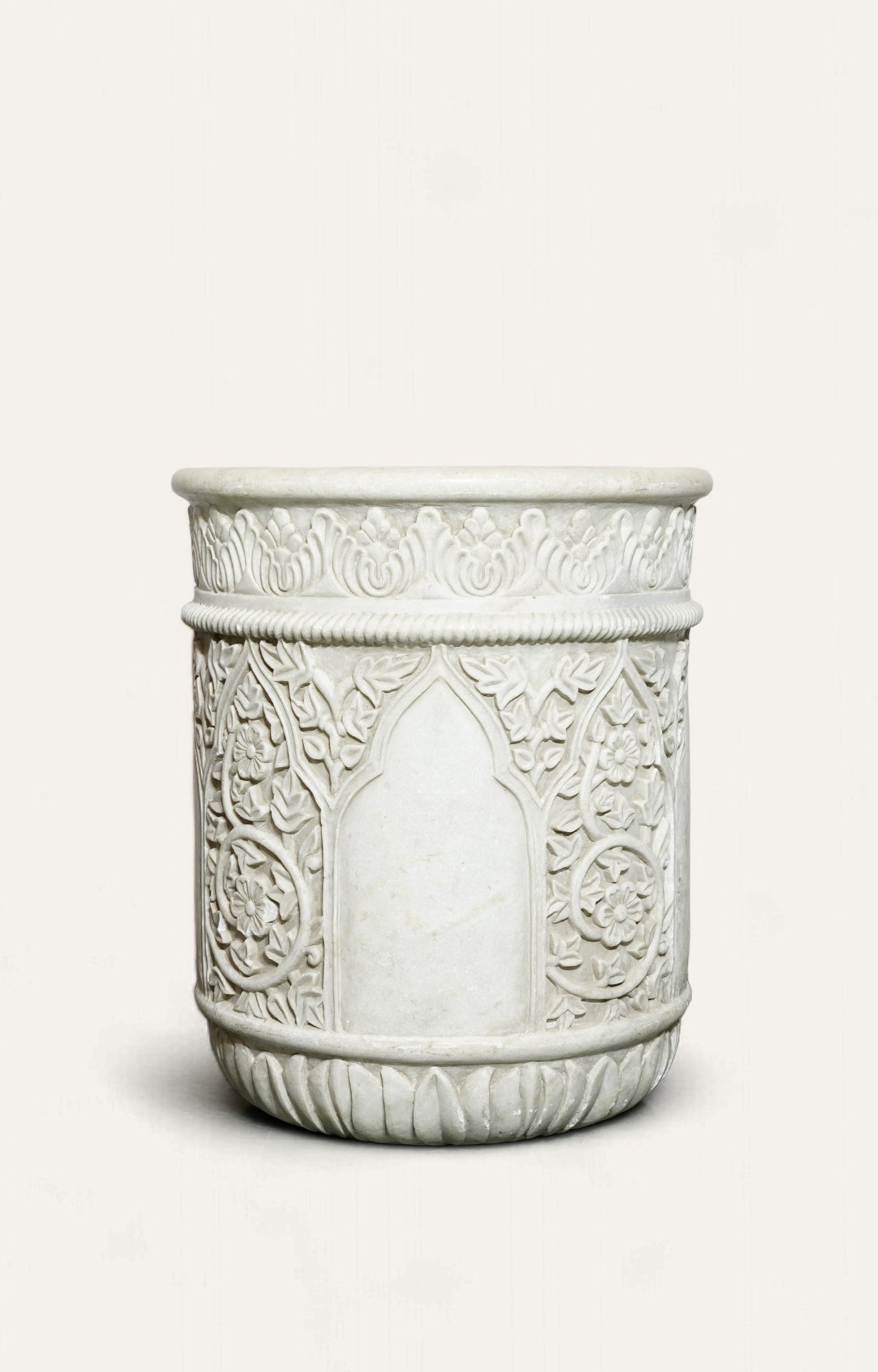 Hand Carved Floral Marble Planter