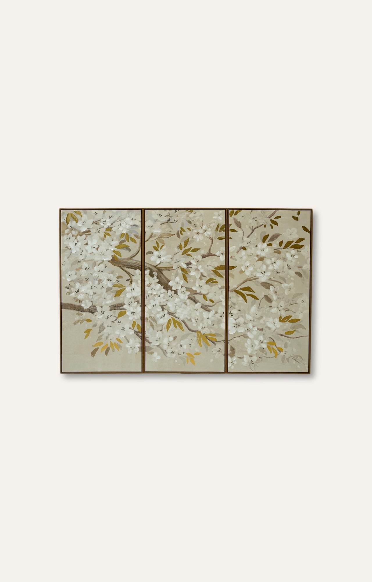 Tree with Leaves Canvas Painting with Frame Set of 3