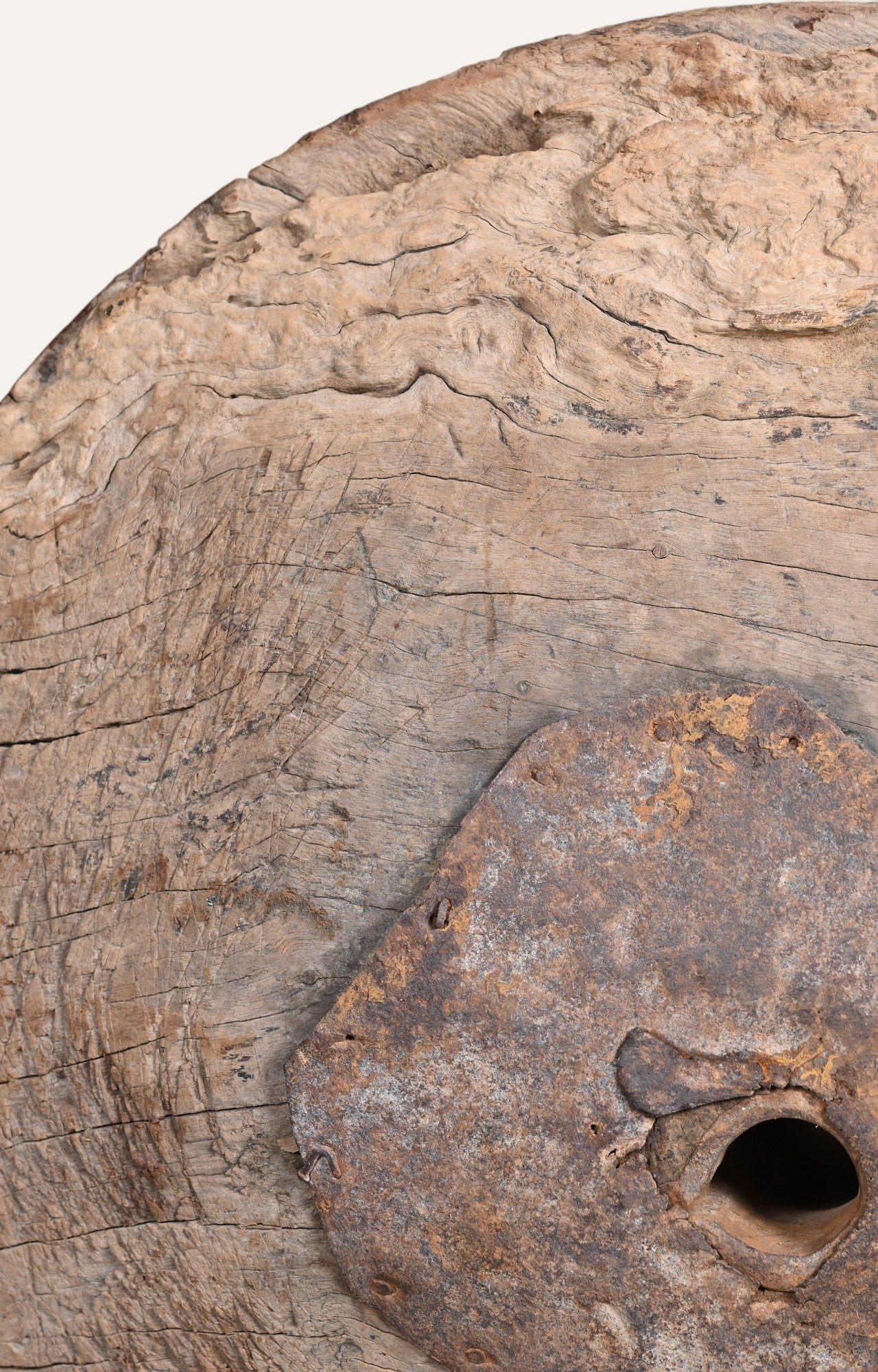 Primitive Teak Wheel Sculpture