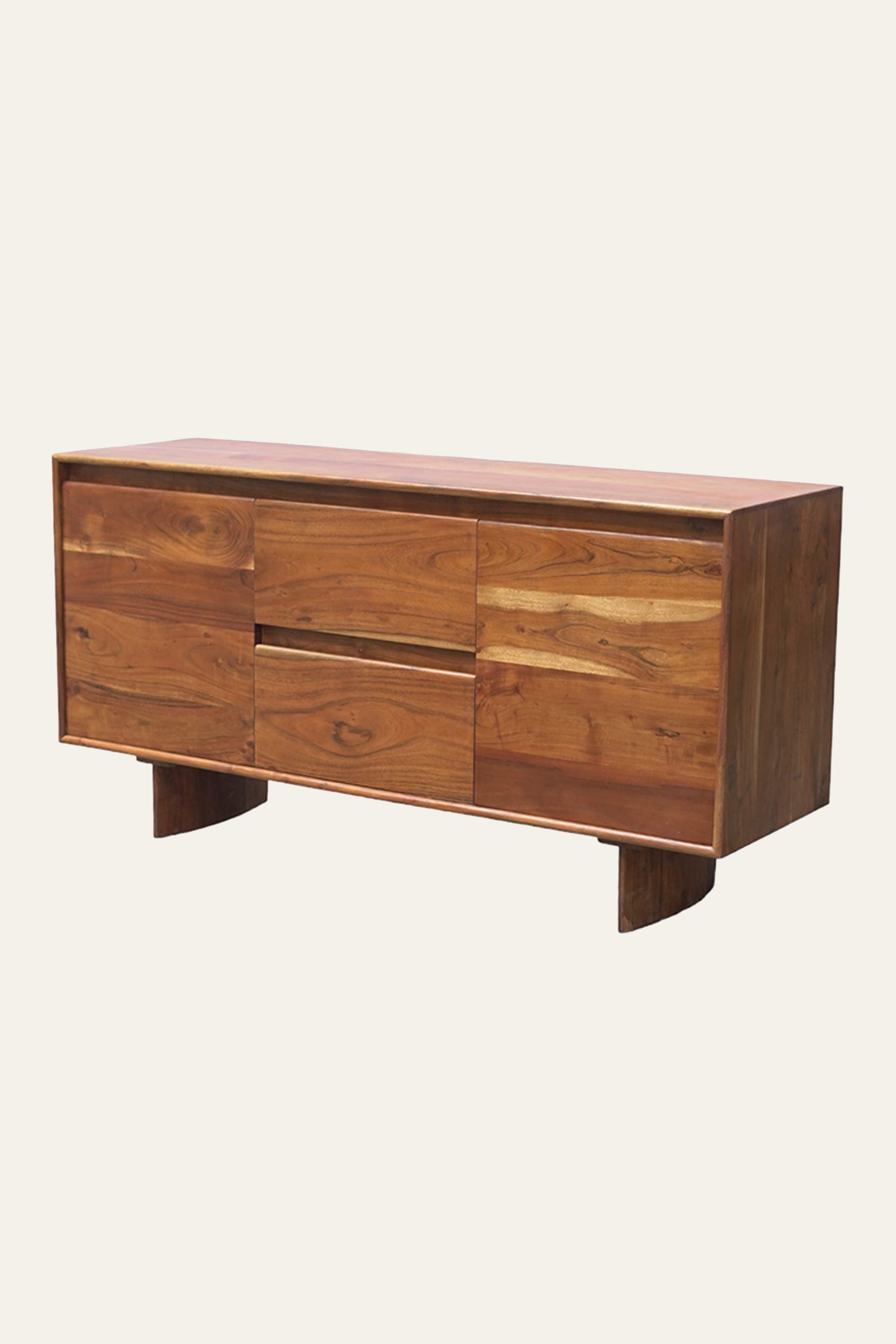 Modern Minimal Wood TV Unit with Cabinets & Drawers