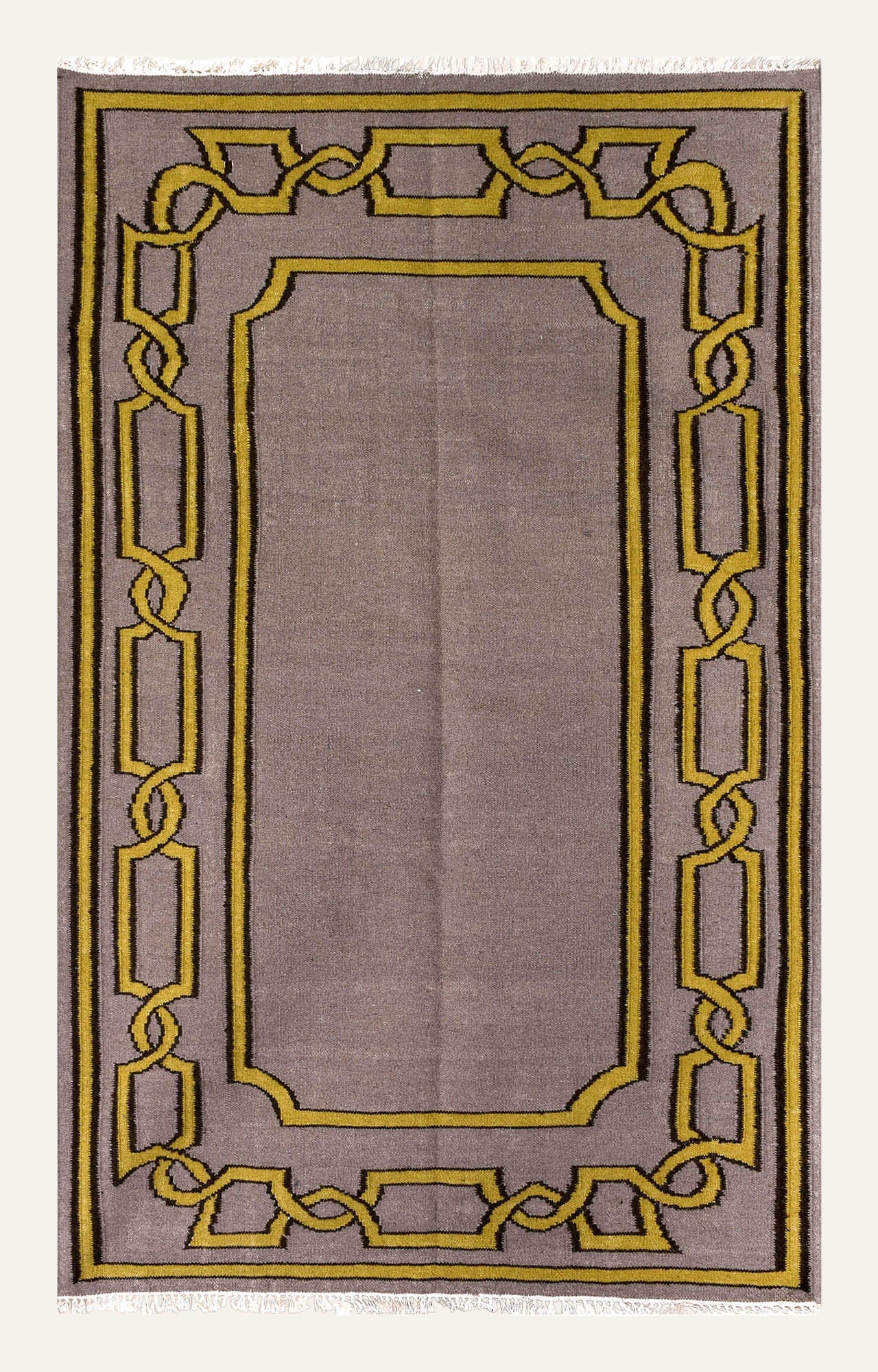 Taupe Chain-Link Border Rug