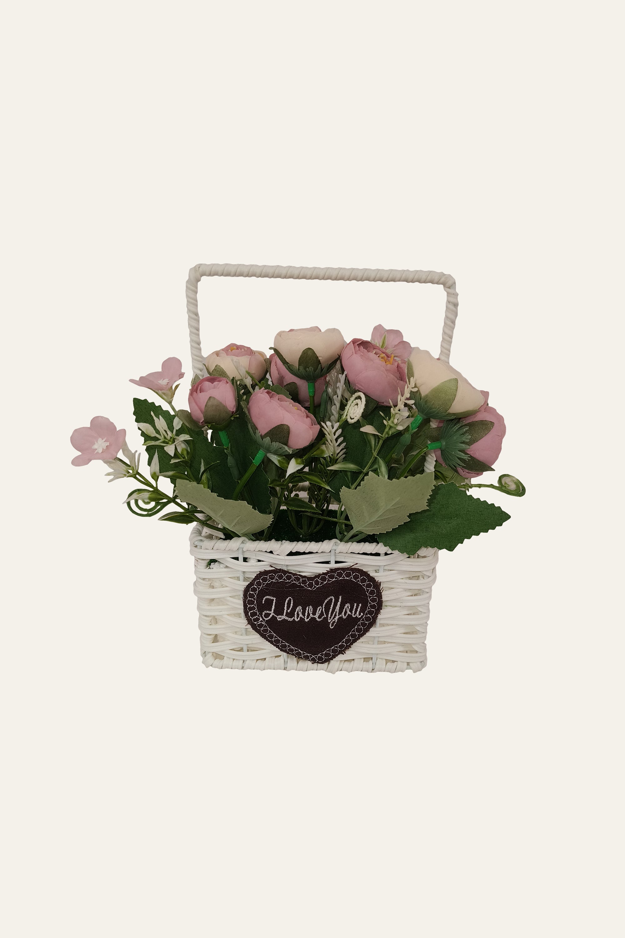 Soft Pink Rose Mini Flower Basket