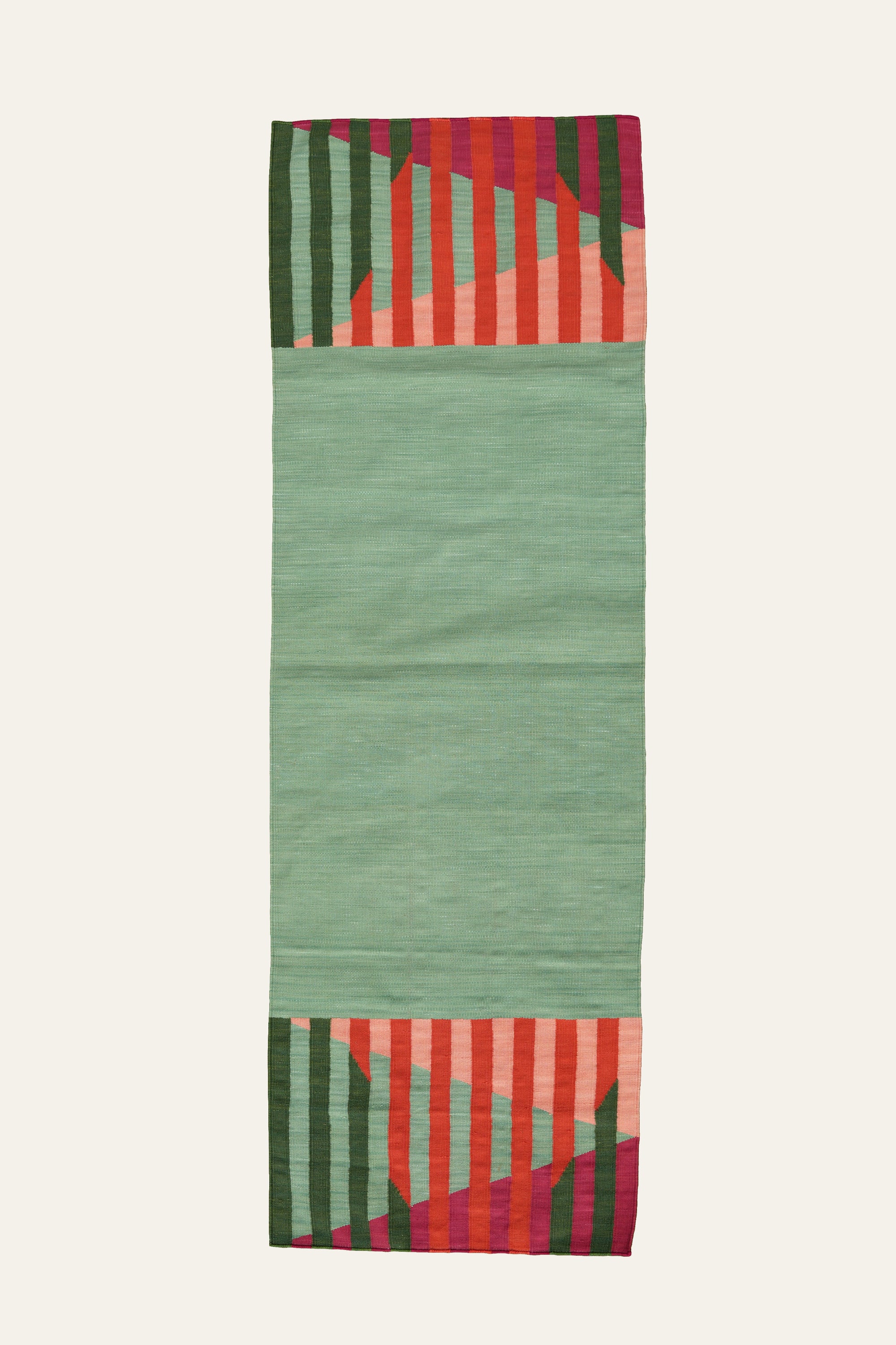 Green & Pink Striped Premium Cotton Yoga Mat