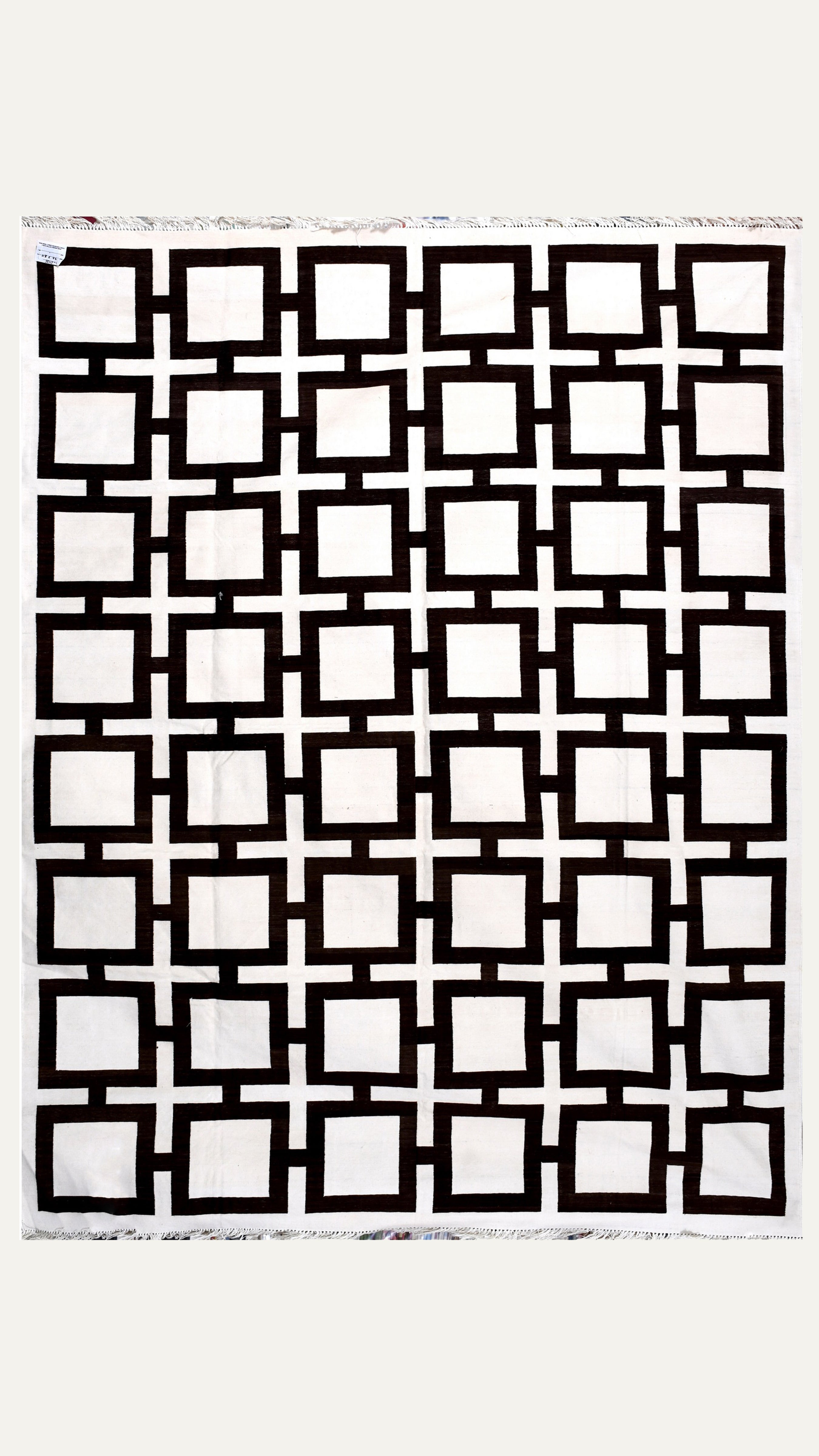 8 x 10 Ft Handwoven Flatweave Interlock Square Pattern Cotton Rug