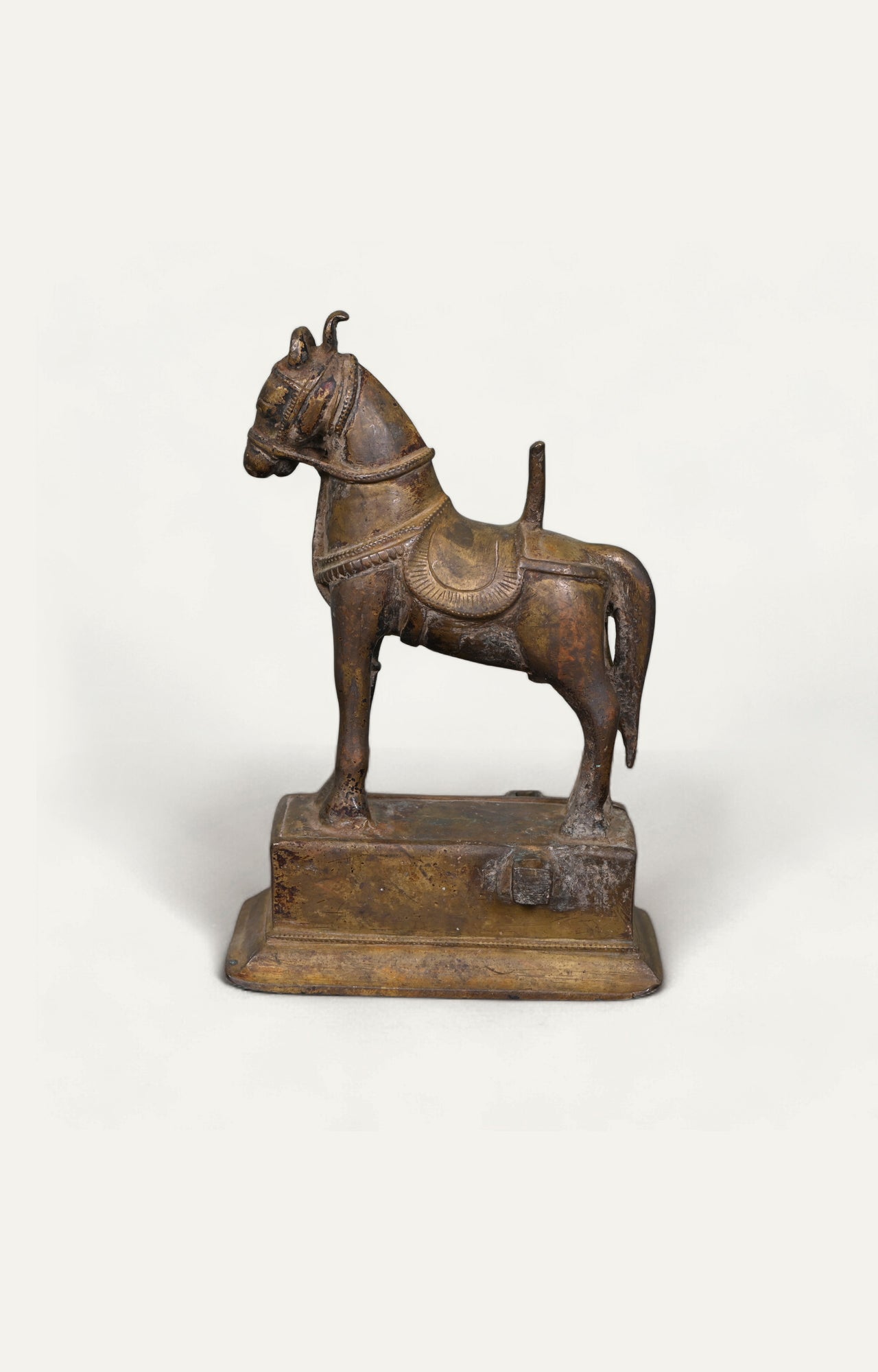 Brass Standing Horse Statue On A High Platform