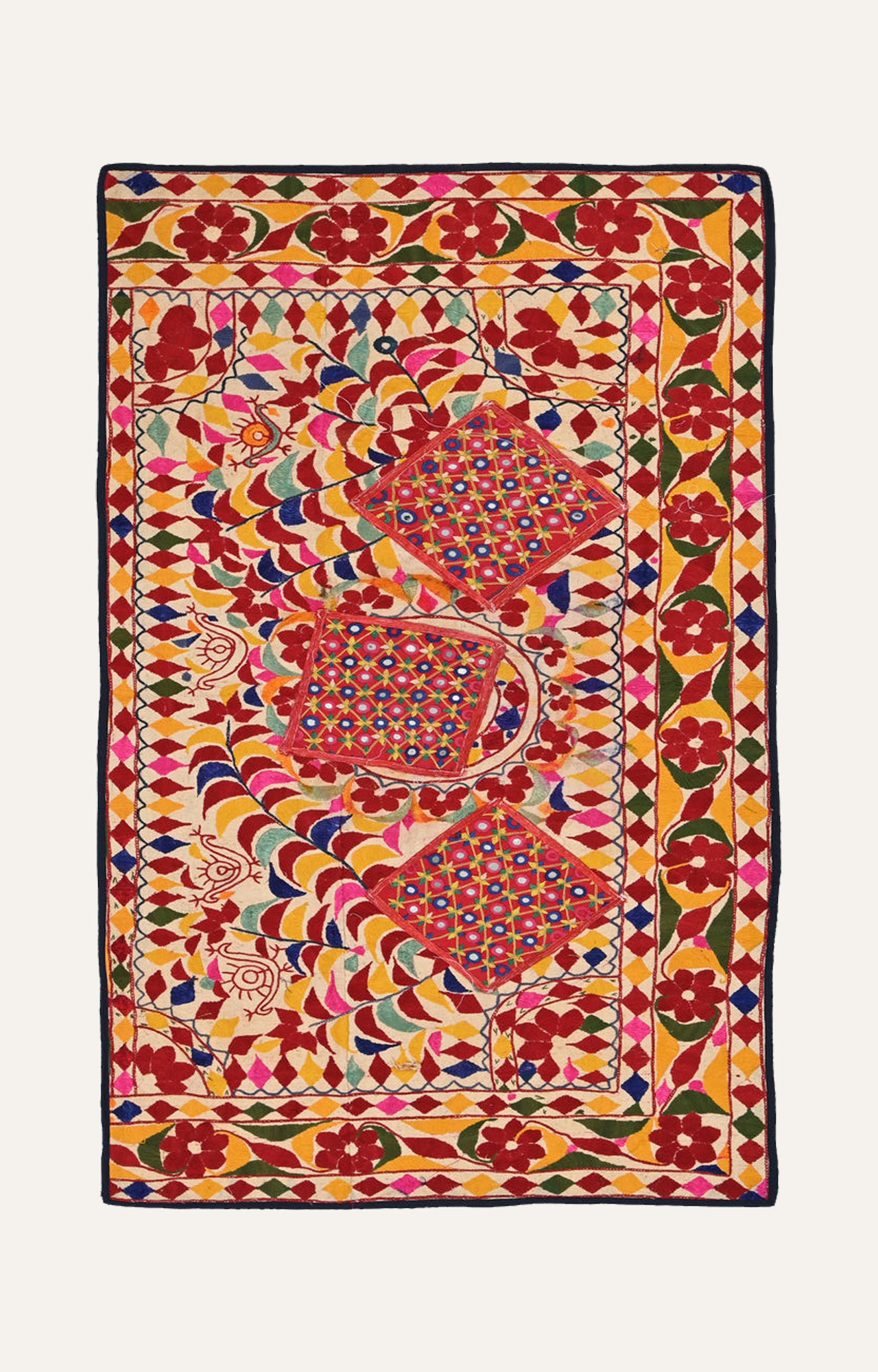 Kutch-inspired motifs on a beautiful cotton tapestry