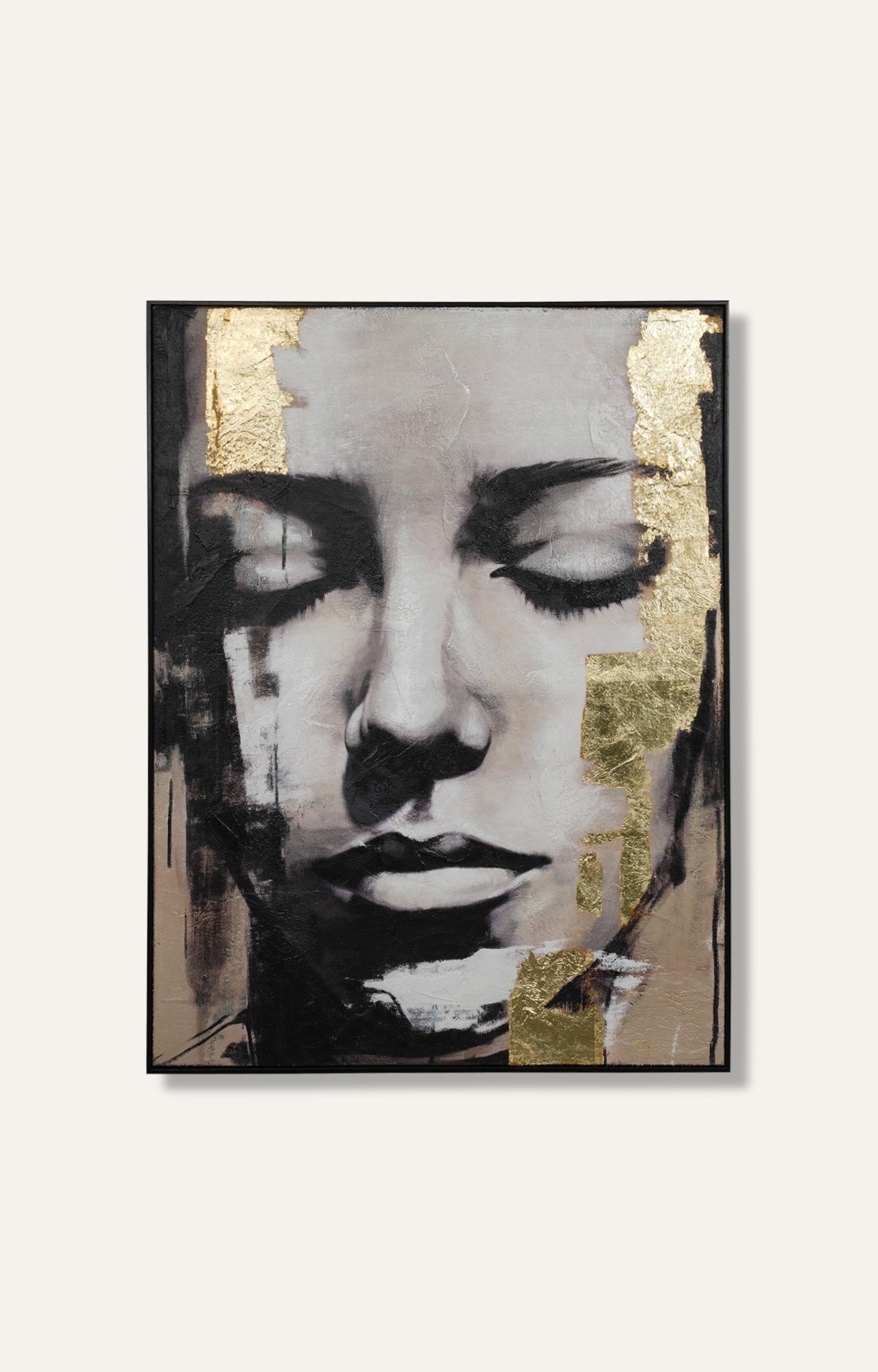 Abstract Girl Textured Art on Hessian with Foil Finish