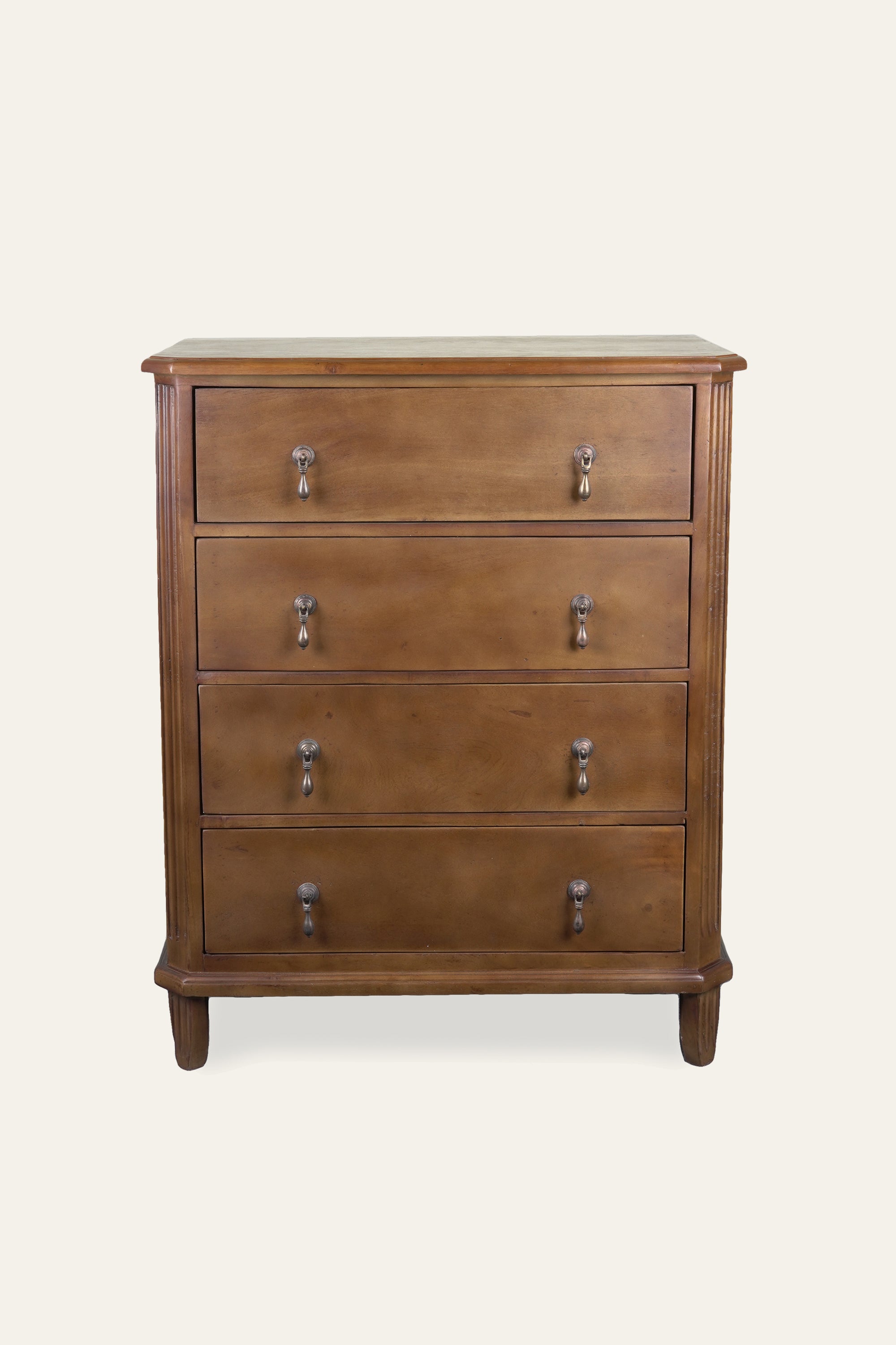 Tall Wooden 4-Drawer Chest of Drawers in Brown