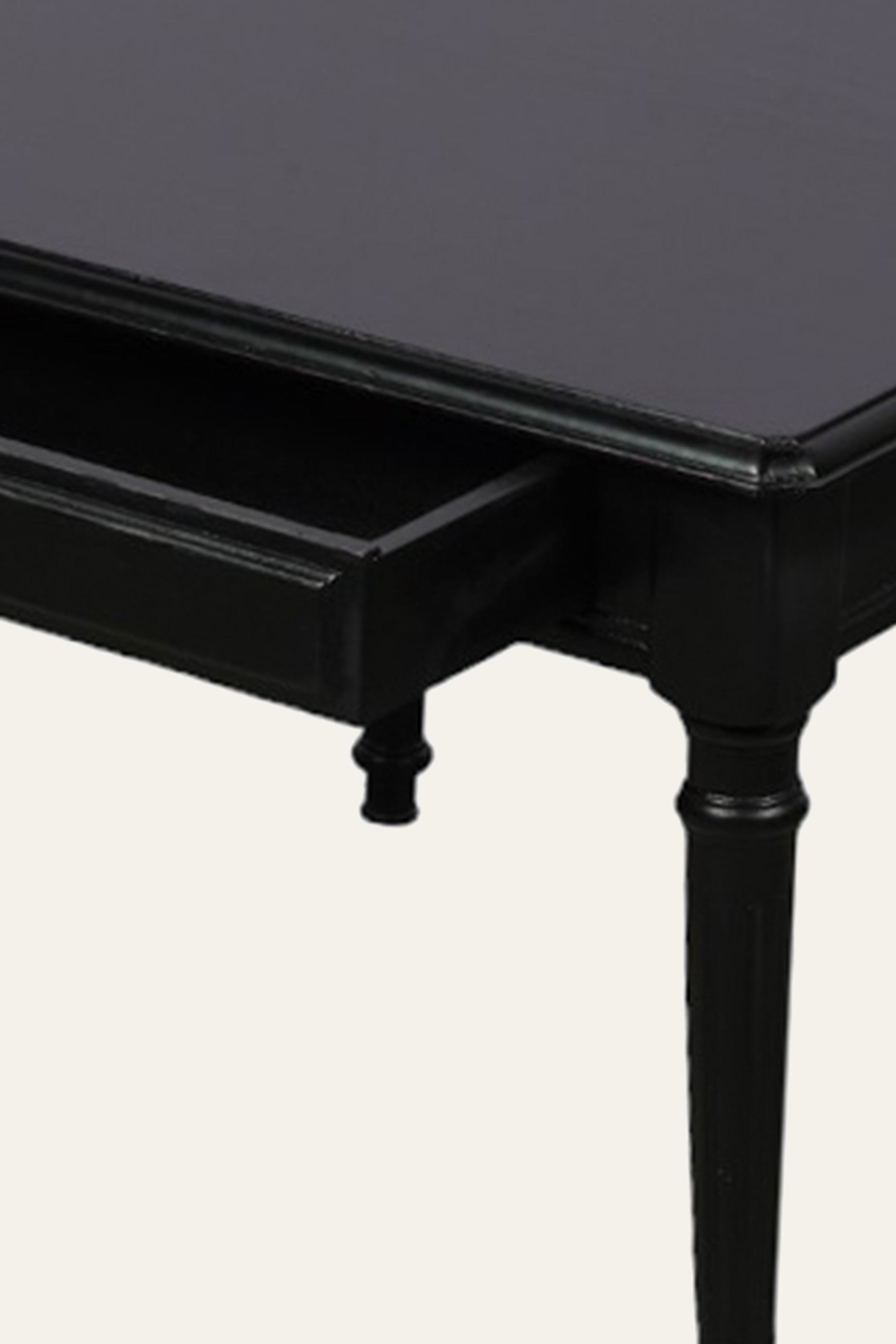Black Wooden 1-Drawer Bedside Table with Turned Legs