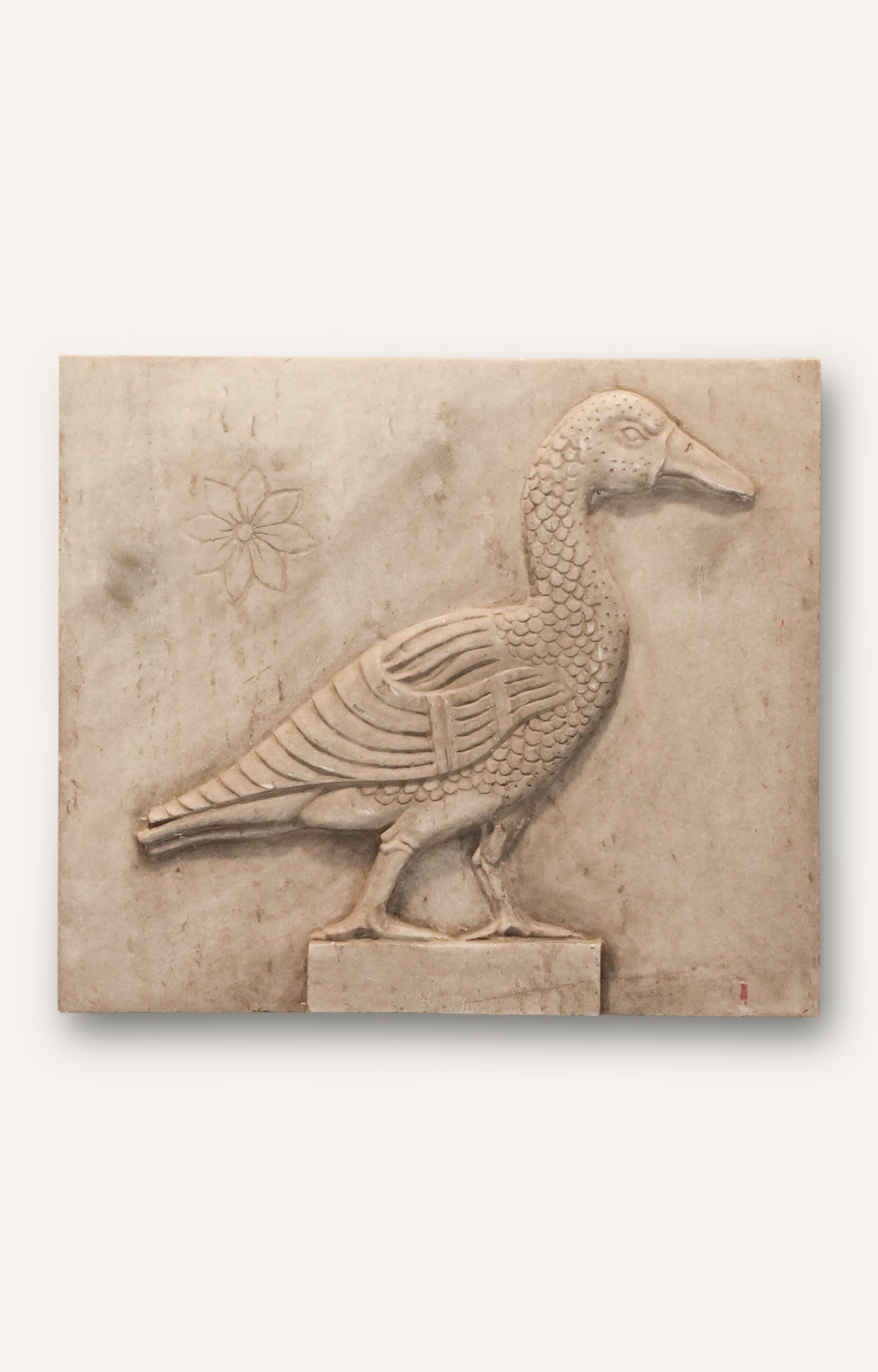 Carved Stone Duck Relief Panel