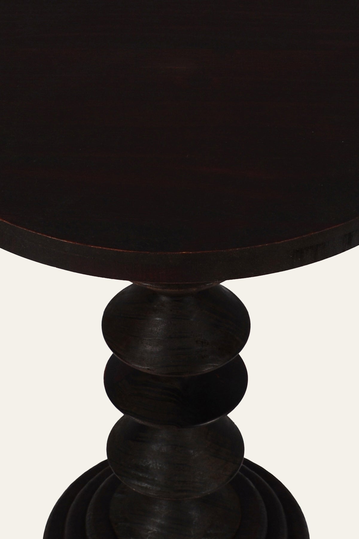 Round Wood Geometric Side Table with Stacked Column