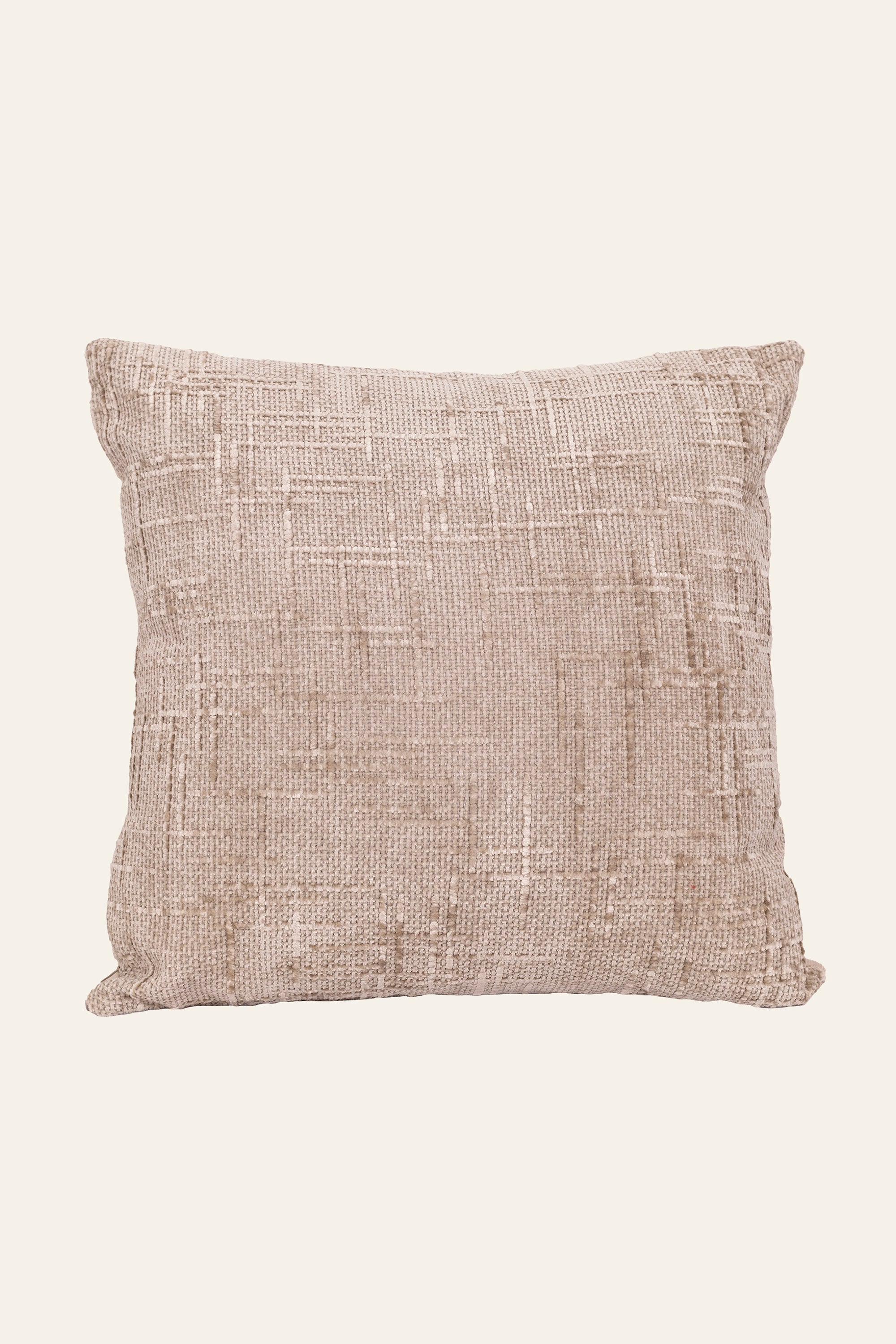 Beige Textured Striped Cushion
