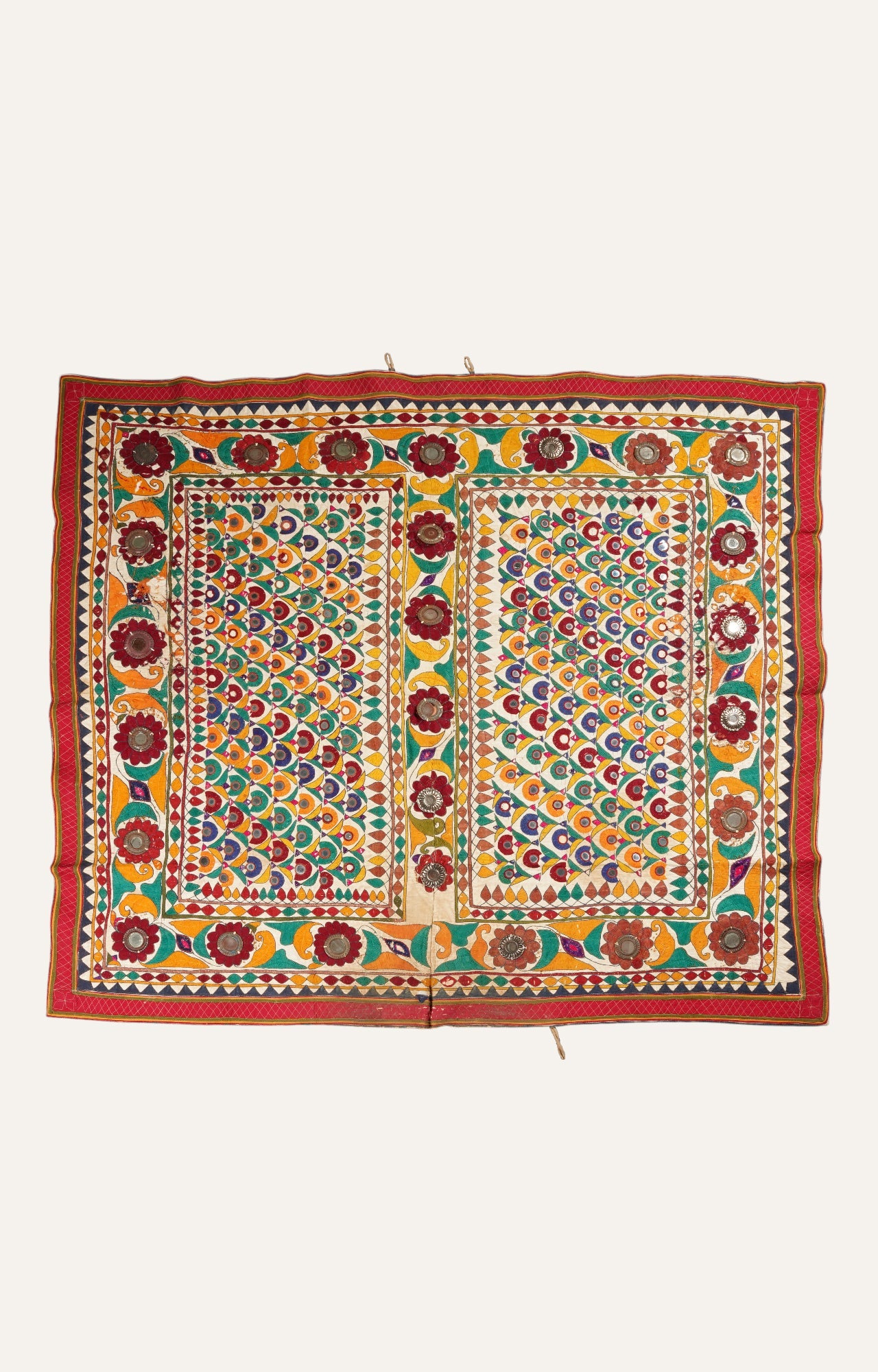 Mirrored Saurashtra Embroidered Textile Wall Hanging