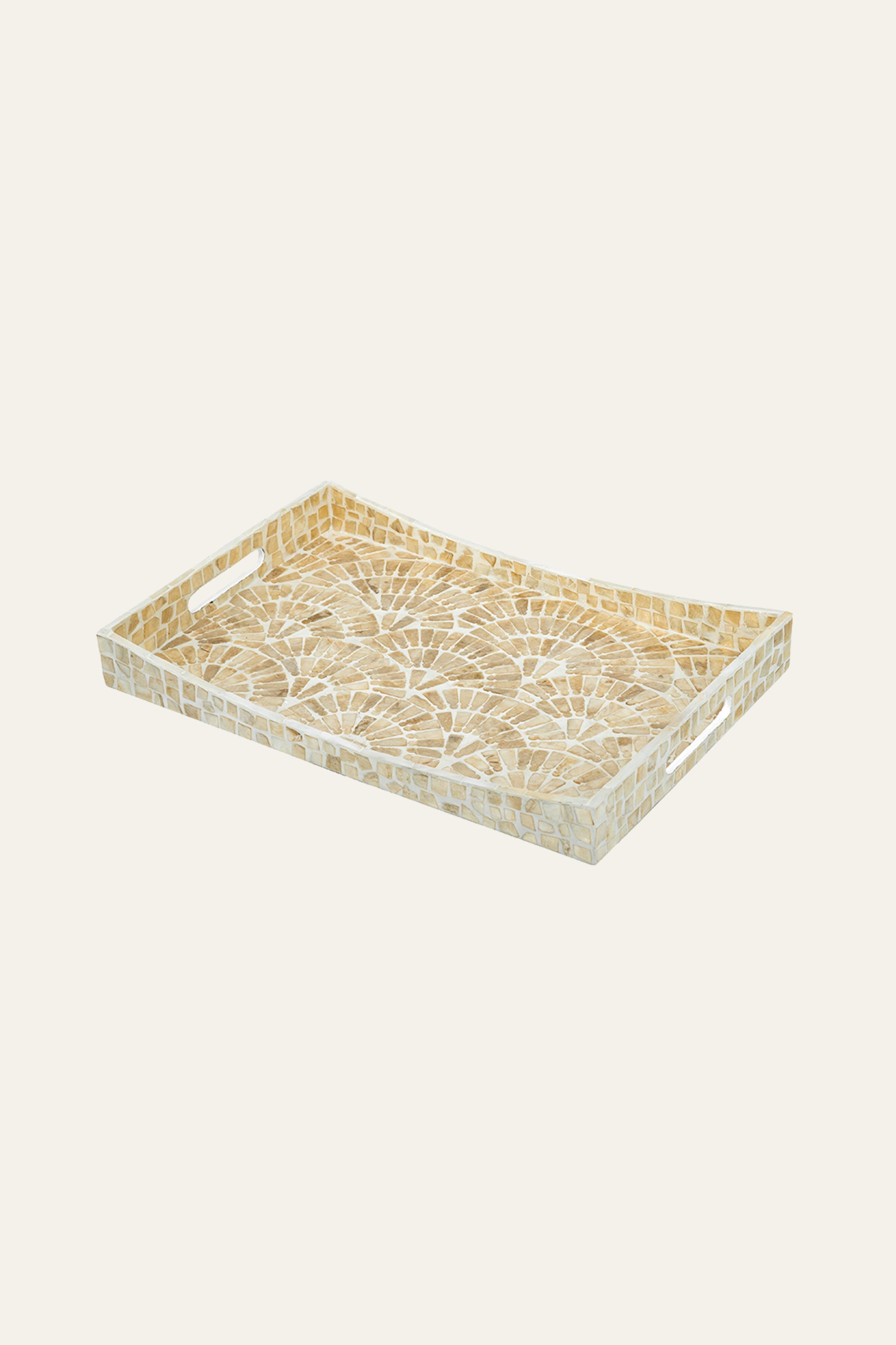 Rectangular Mosaic Mother of Pearl Inlay Serving Tray for Dining Spaces