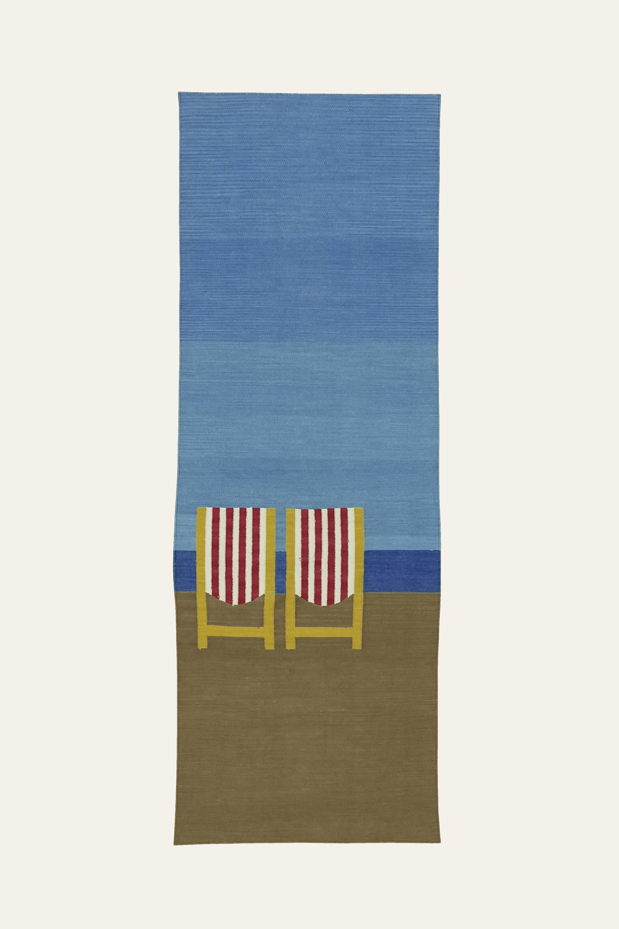 Blue and Gold Beach Chair Cotton Yoga Mat