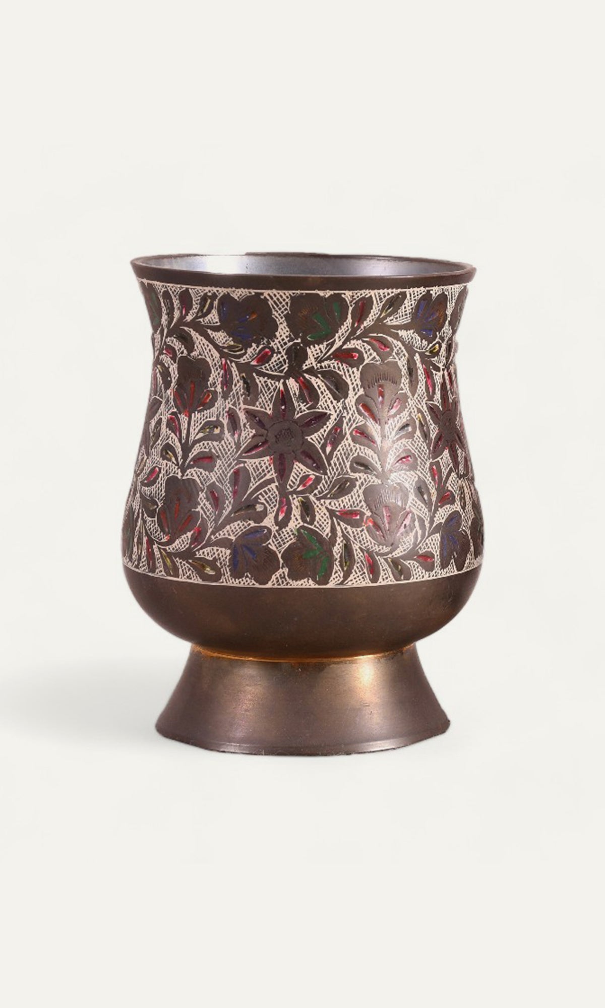 Elegant Brass Mug with Floral Carvings