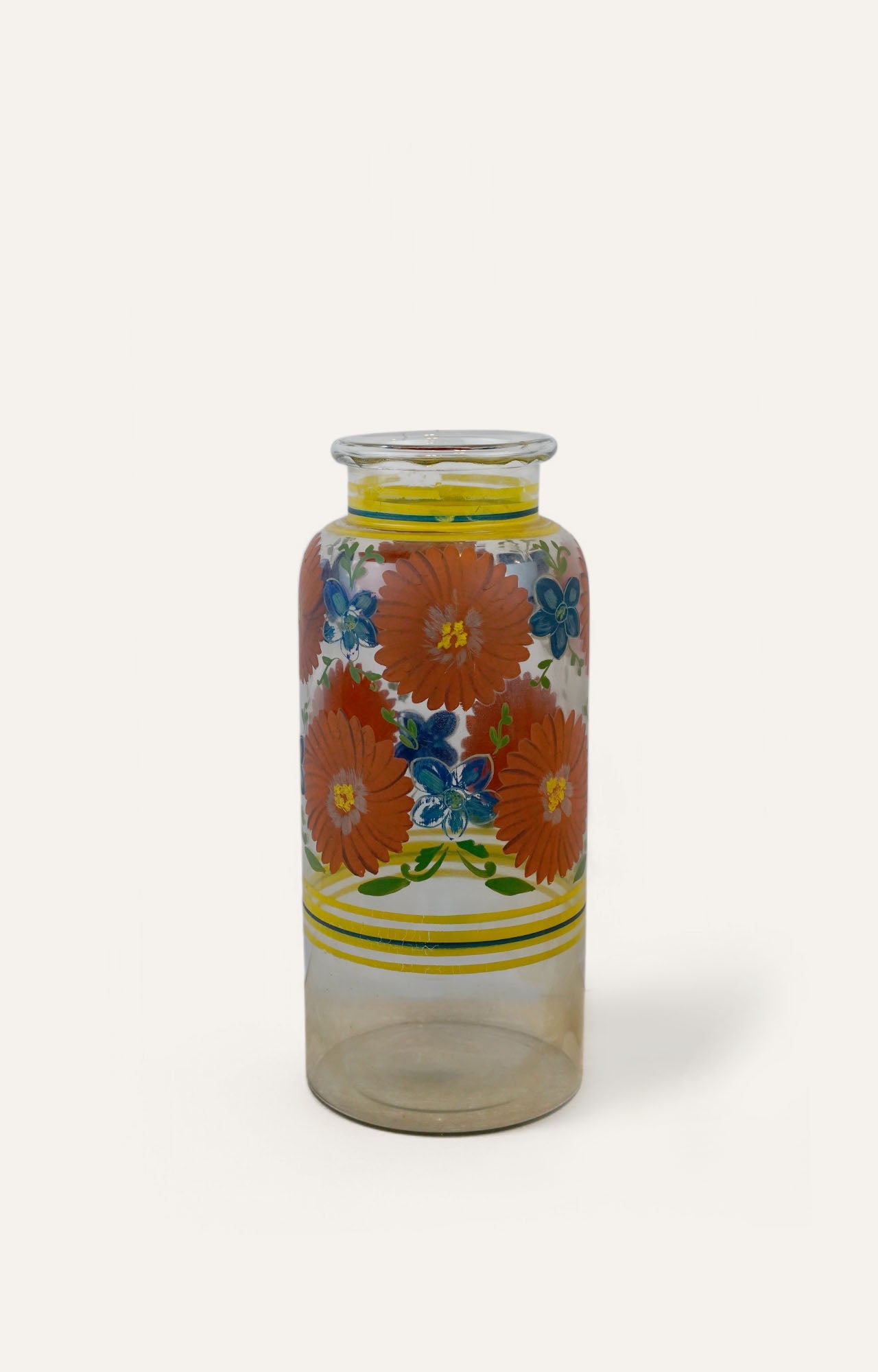 Hand-Painted Floral Mason Glass Jar/ Candle holder