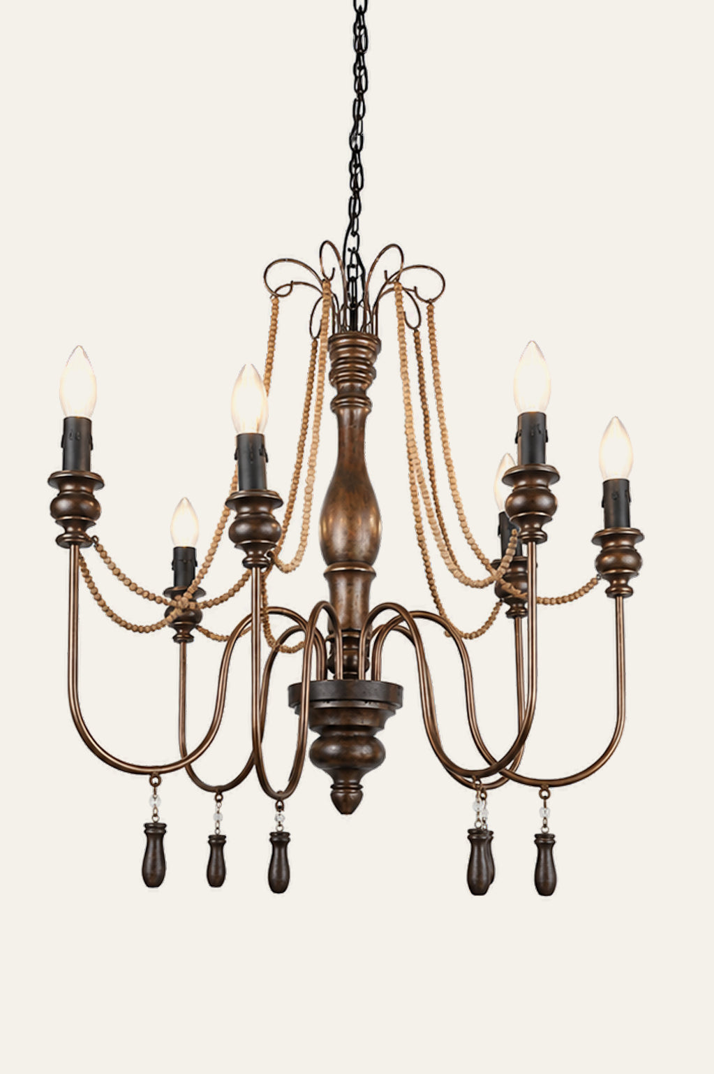 Black Multi-Arm Candle-Style Chandelier for High Ceilings