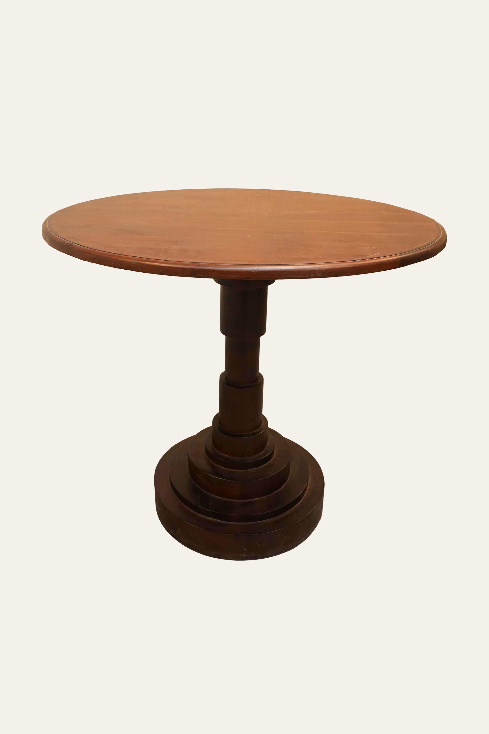 Round Solid Wood Pedestal Table with Tiered Base
