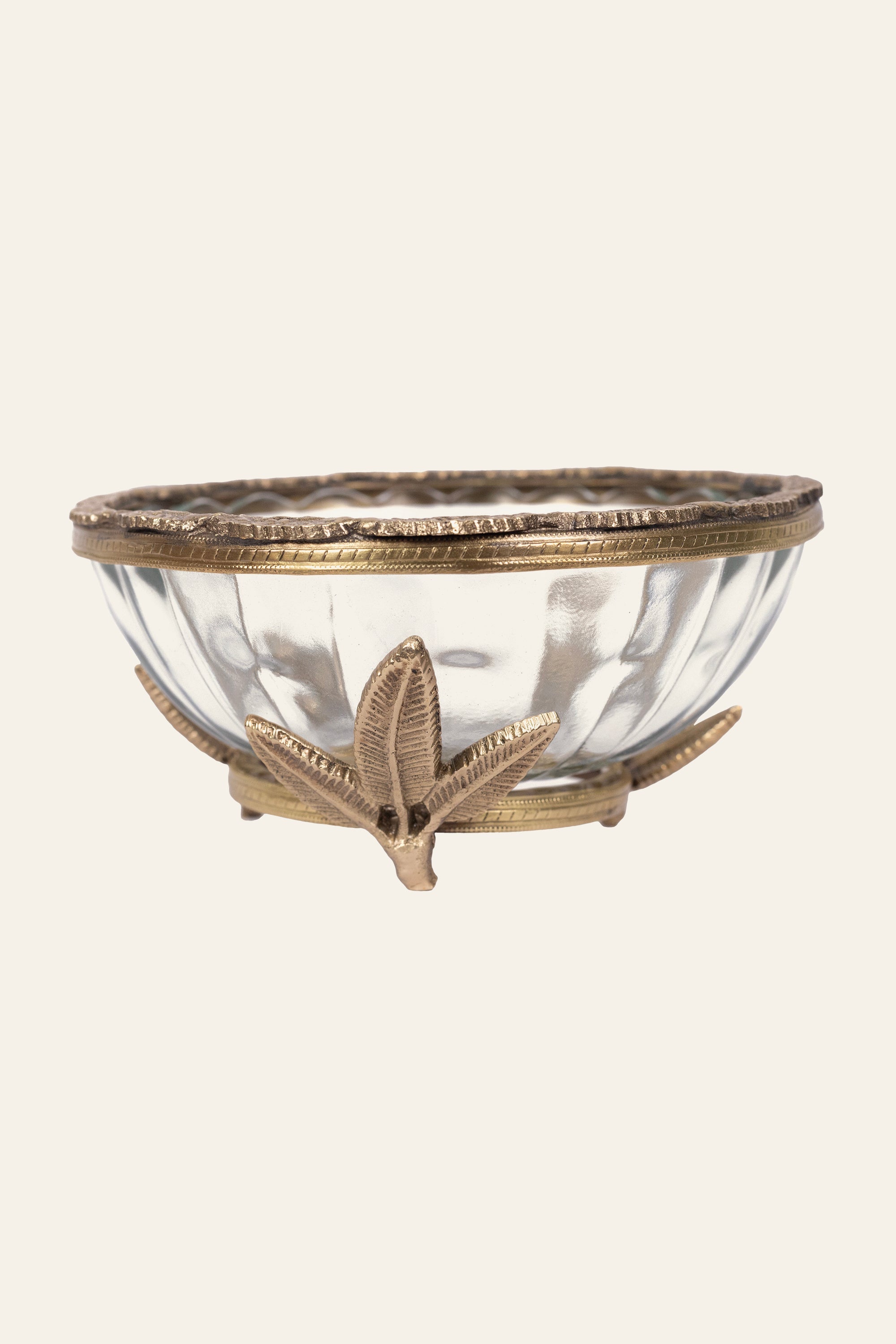Ornate Brass & Glass Bowl for Luxury Table Decor