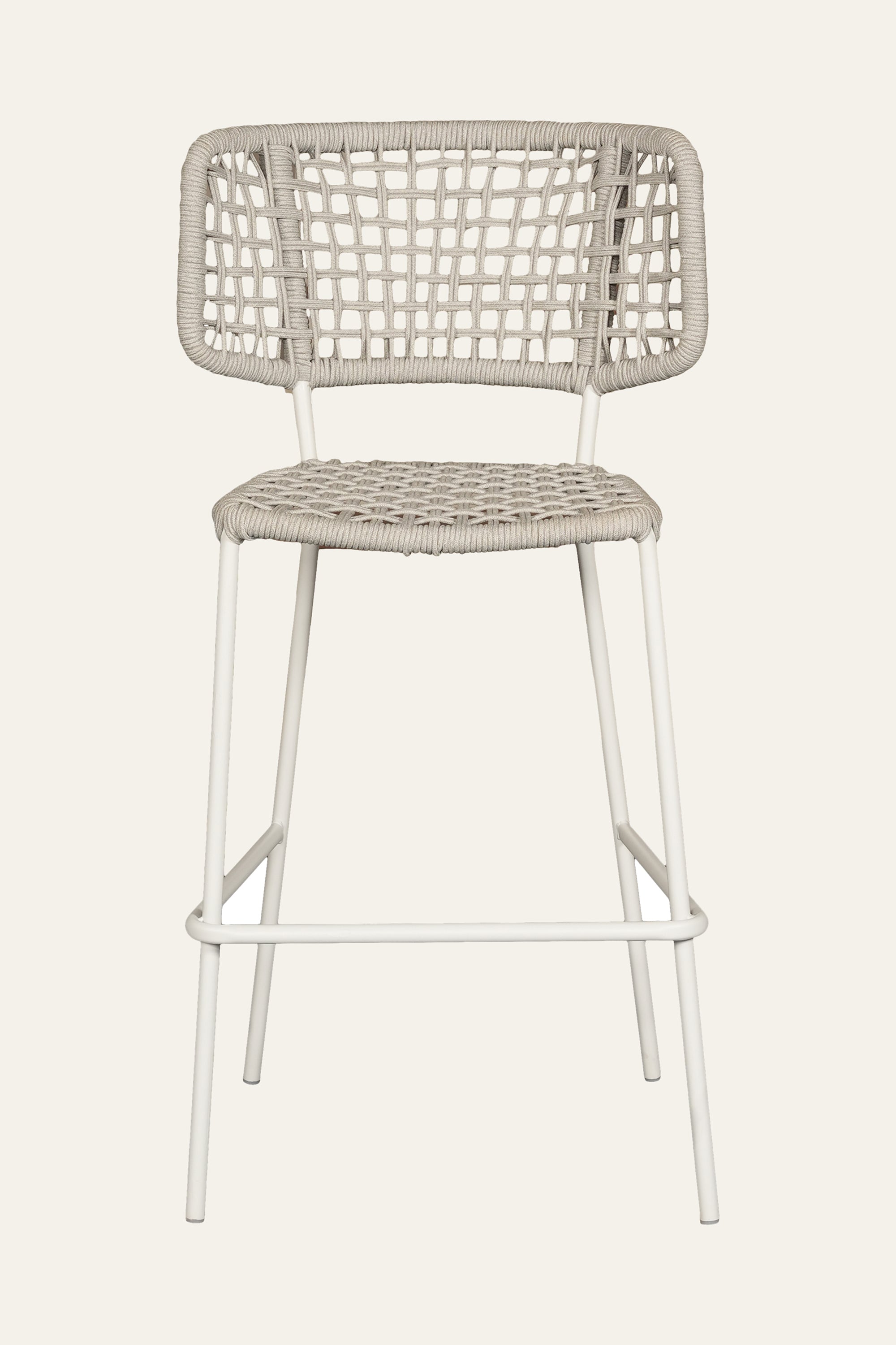 White Metal with Nylon Ropes  Outdoor Bar Chair