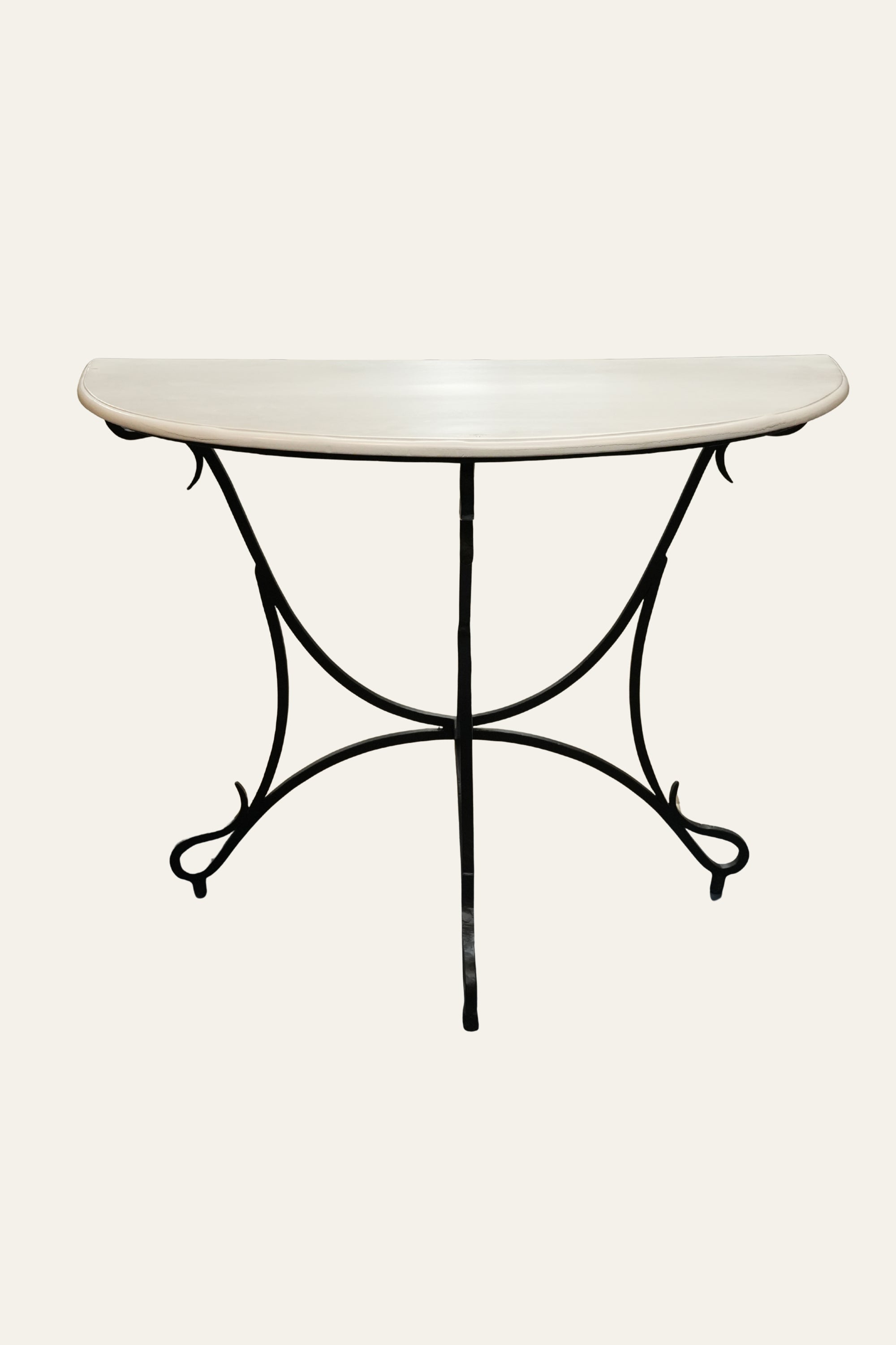 White Marble Half Moon Console Table