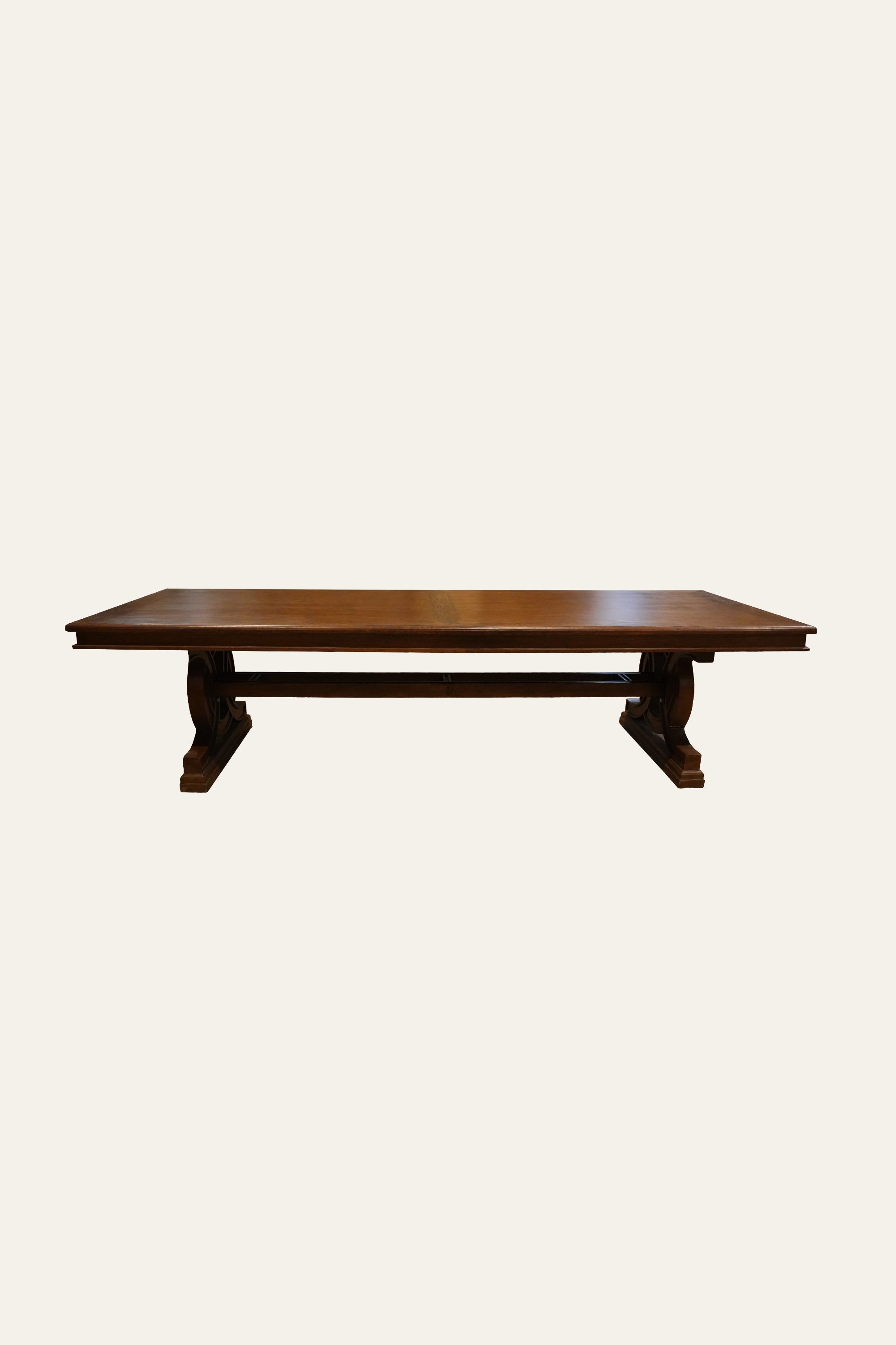 Carved Wood Trestle Dining Table | Large Rectangular Table for 8