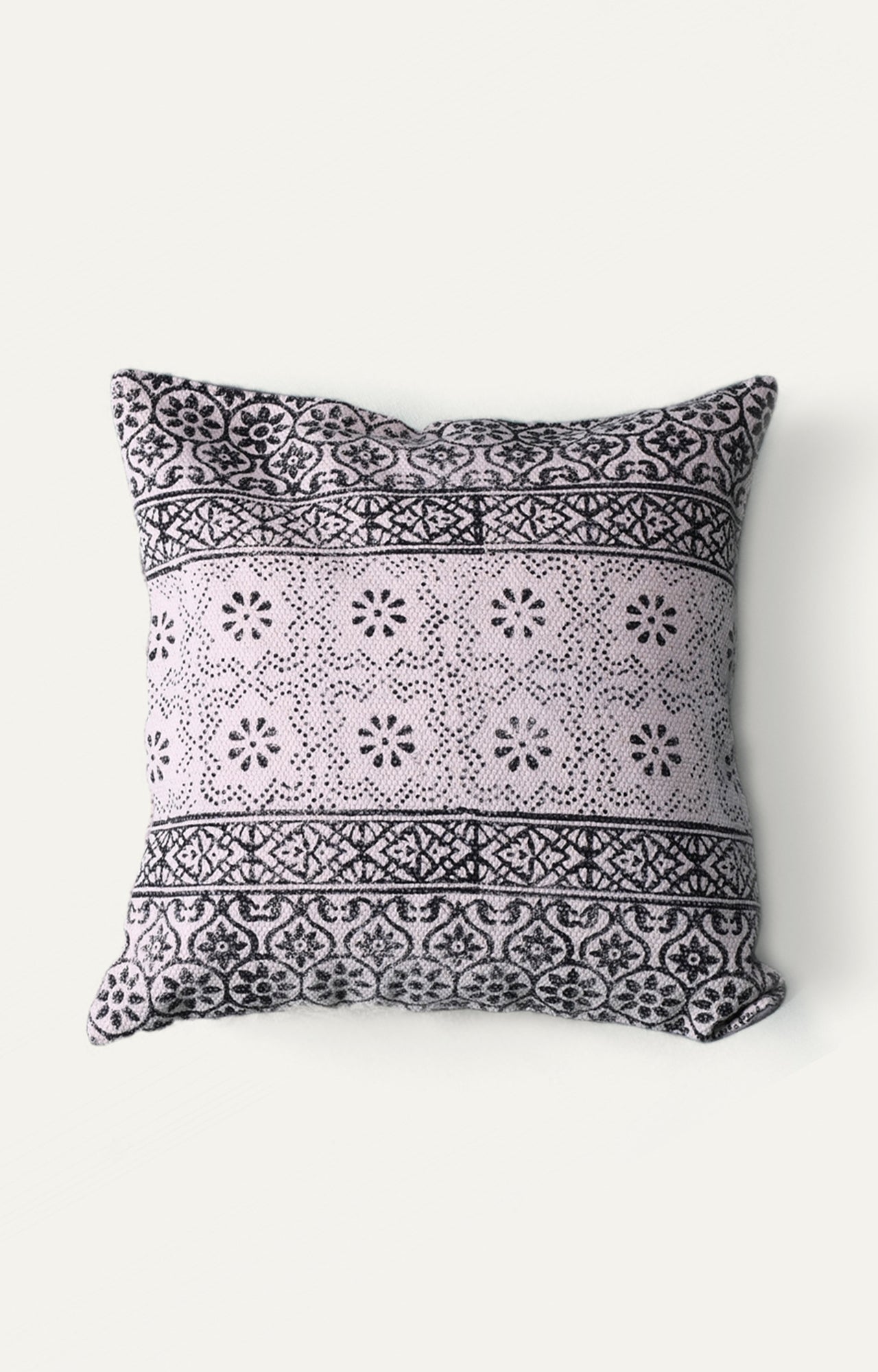 Black Floral Motif Cushion Cover