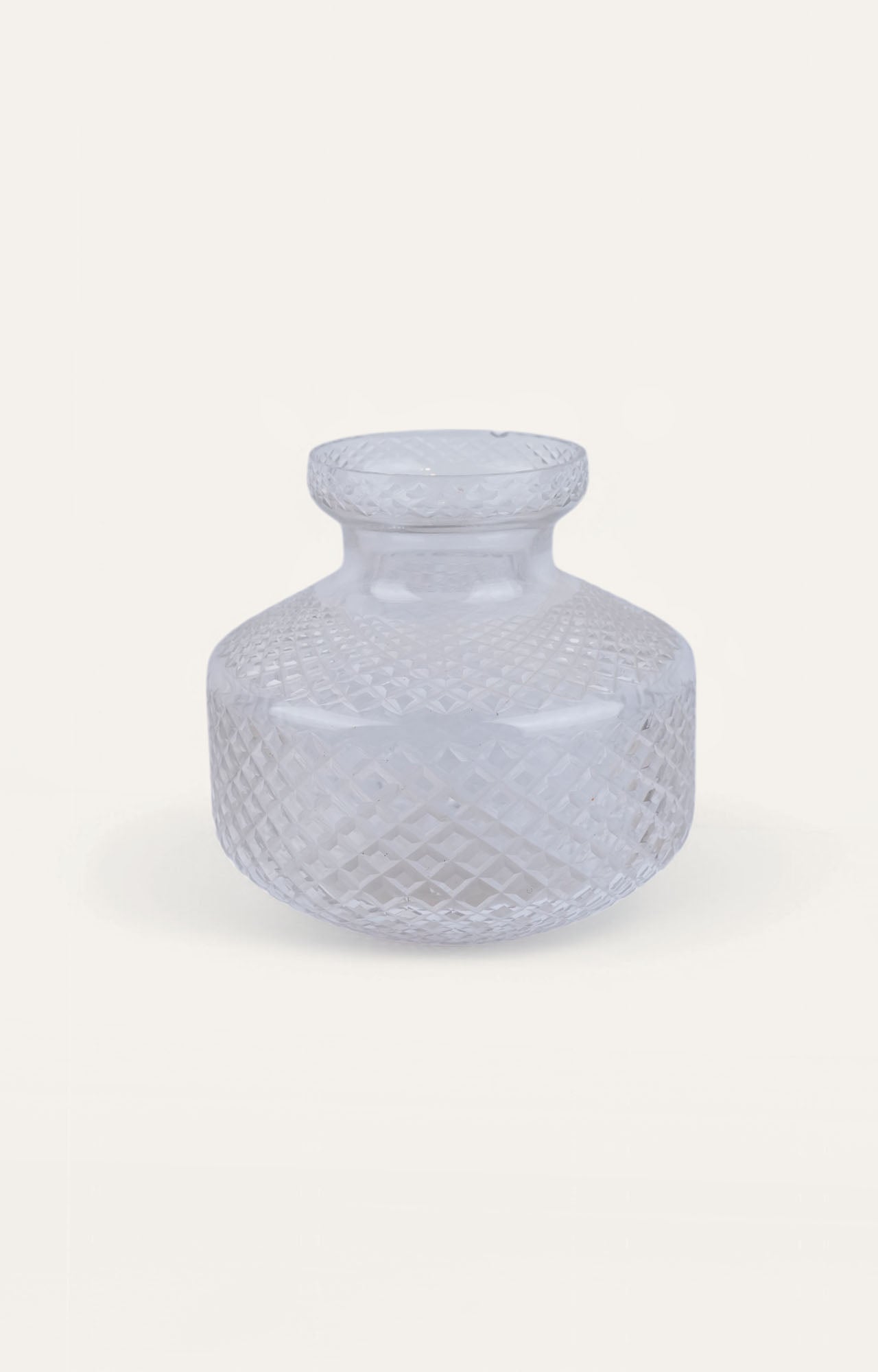 Transparent Cut Decorative Glass Vase