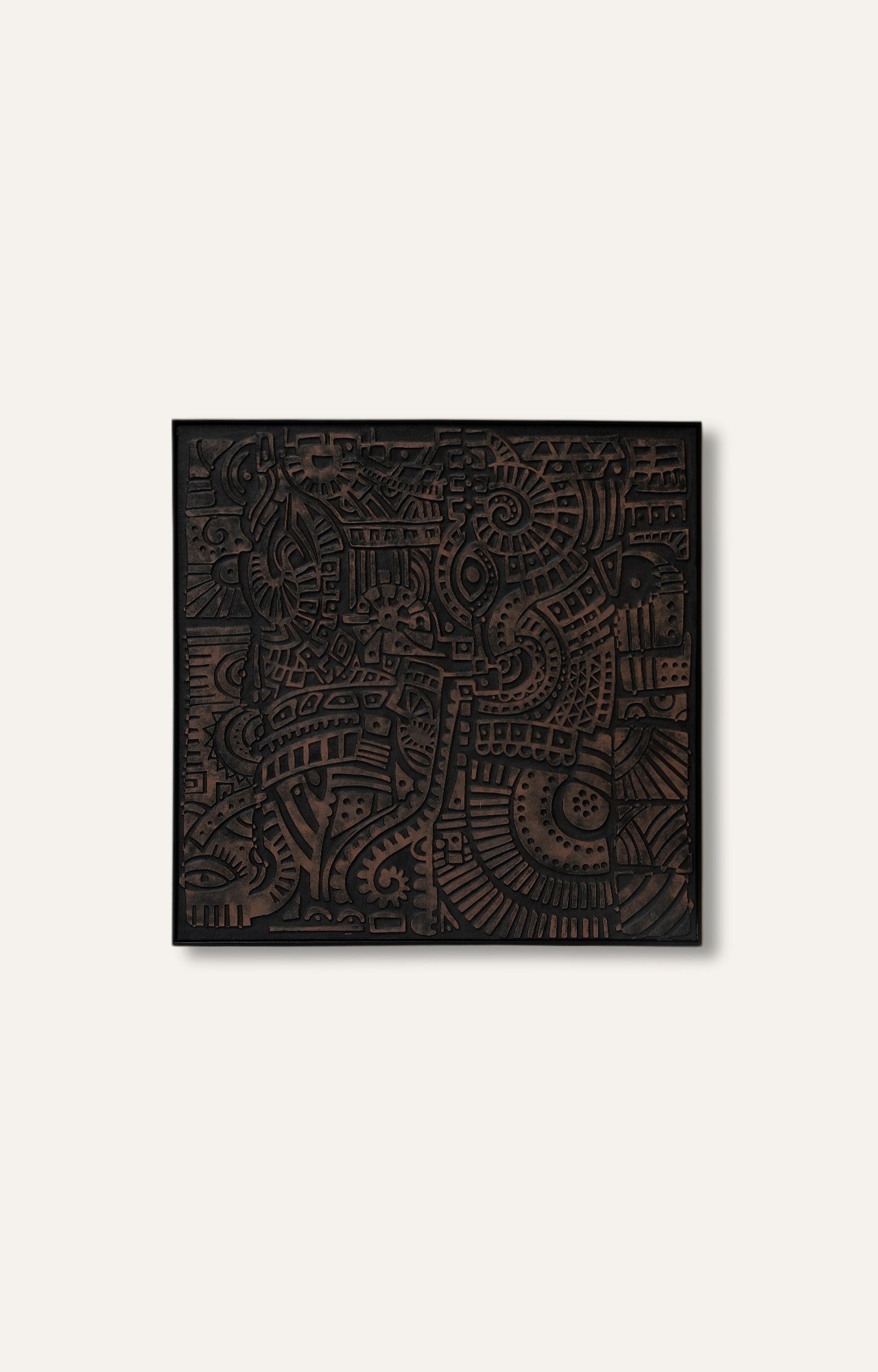 Black Abstract 3D Art Relief on Canvas