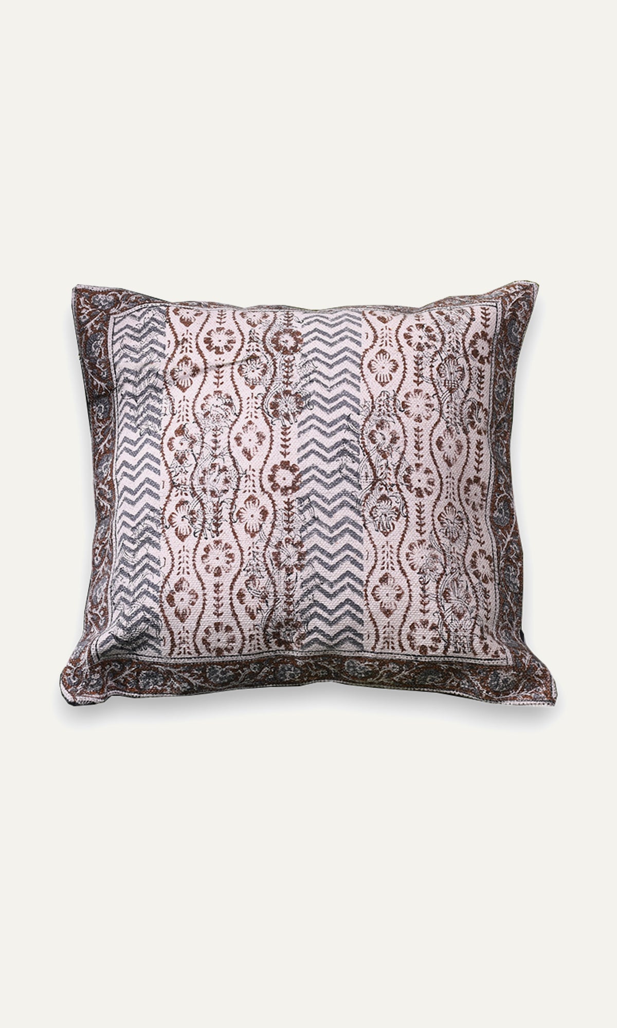 Distressed Floral Printed Cotton Cushion Cover